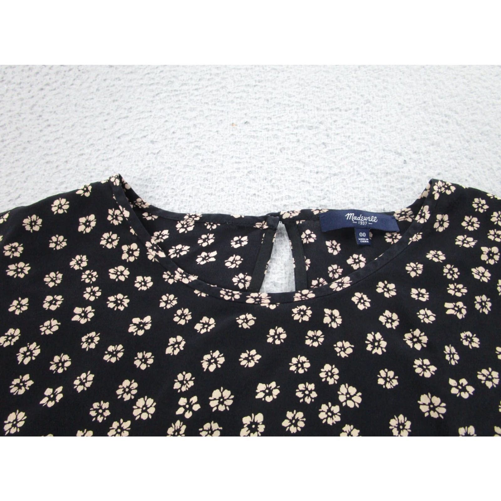 Madewell Madewell Silk Dress Womens 00 Black Floral Elastic Waist Prairie Western Boho Dress Size XXS / US 00 / IT 34 - 3 Thumbnail