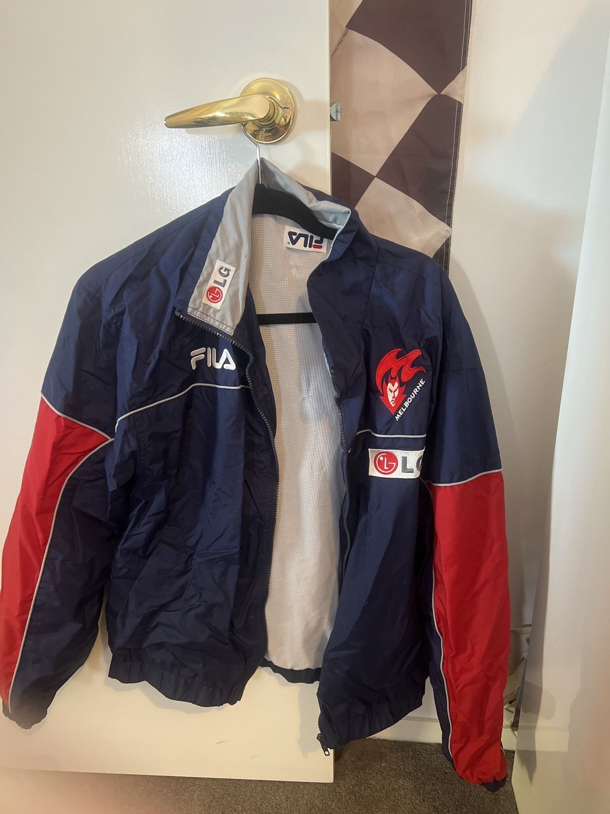 Fila melbourne demons afl retro bomber jacket | Grailed