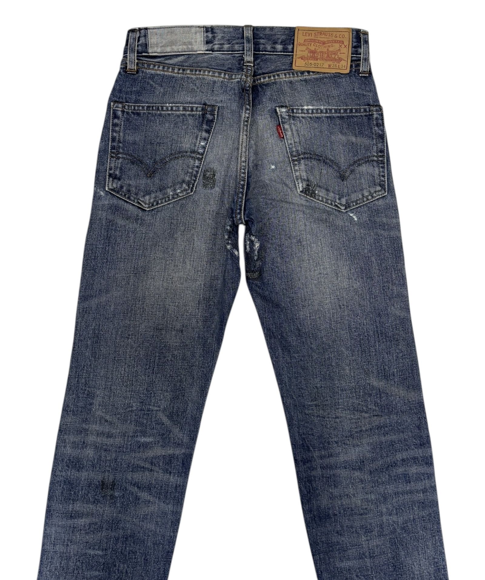 Levi's VINTAGE LEVIS 505 BIG E SELVEDGE DISTRESSED DENIM JEAN Size 27" / US 4 / IT 40 - 4 Thumbnail