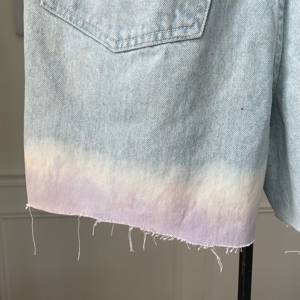 Vintage NWT NOS Vintage 90s Union Bay High Rise Tie Dye Denim Shorts Size 26" / US 2 / IT 38 - 5 Thumbnail