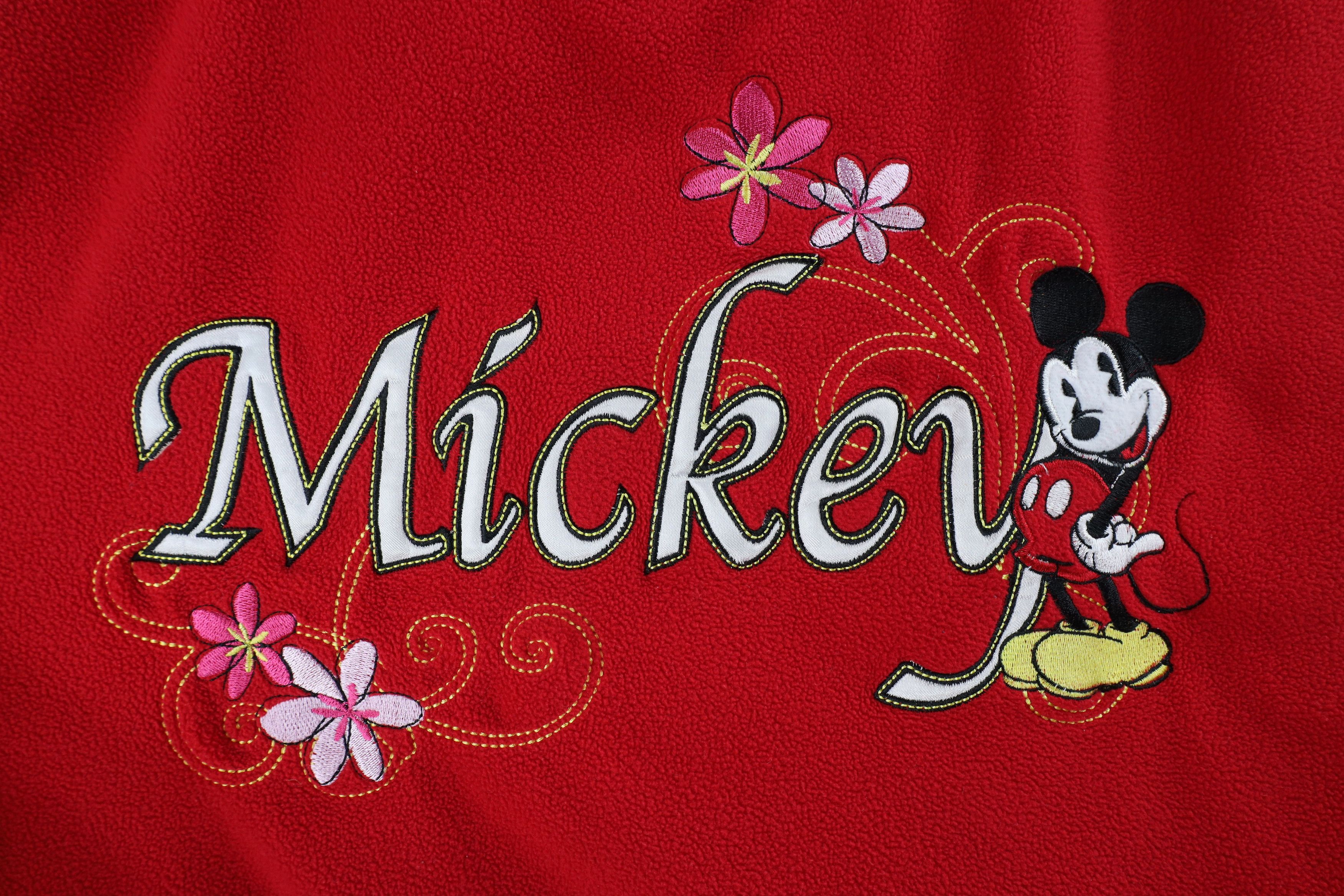 Disney × Vintage Vintage Disney Mickey Mouse Flower Fleece Sweater Red Size XL / US 12-14 / IT 48-50 - 4 Thumbnail