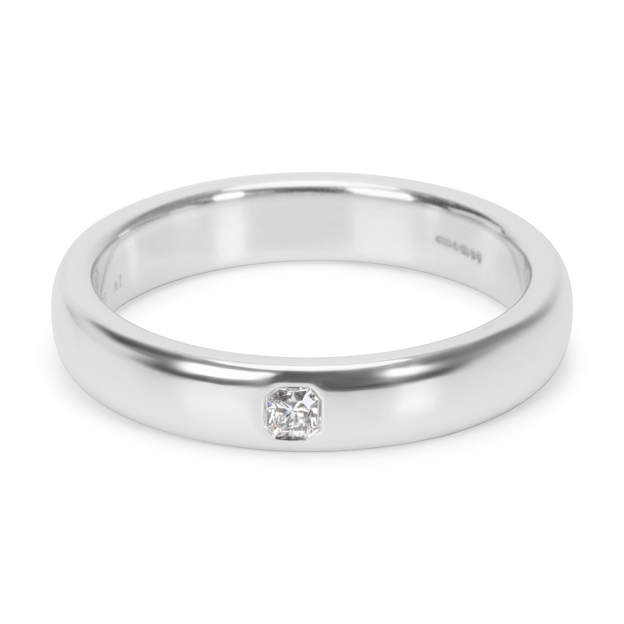 image of Tiffany Co Tiffany & Co. Platinum Classic Lucida Wedding Ring In Platinum 0.03 Ctw in Silver, Women
