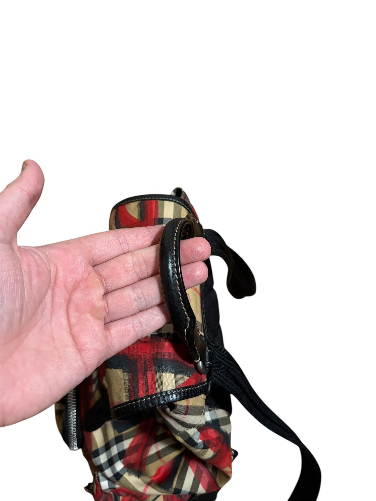 Burberry 🔥Rare Burberry Graffiti Nova Check Leather Canvas Backpack Size ONE SIZE - 7 Thumbnail