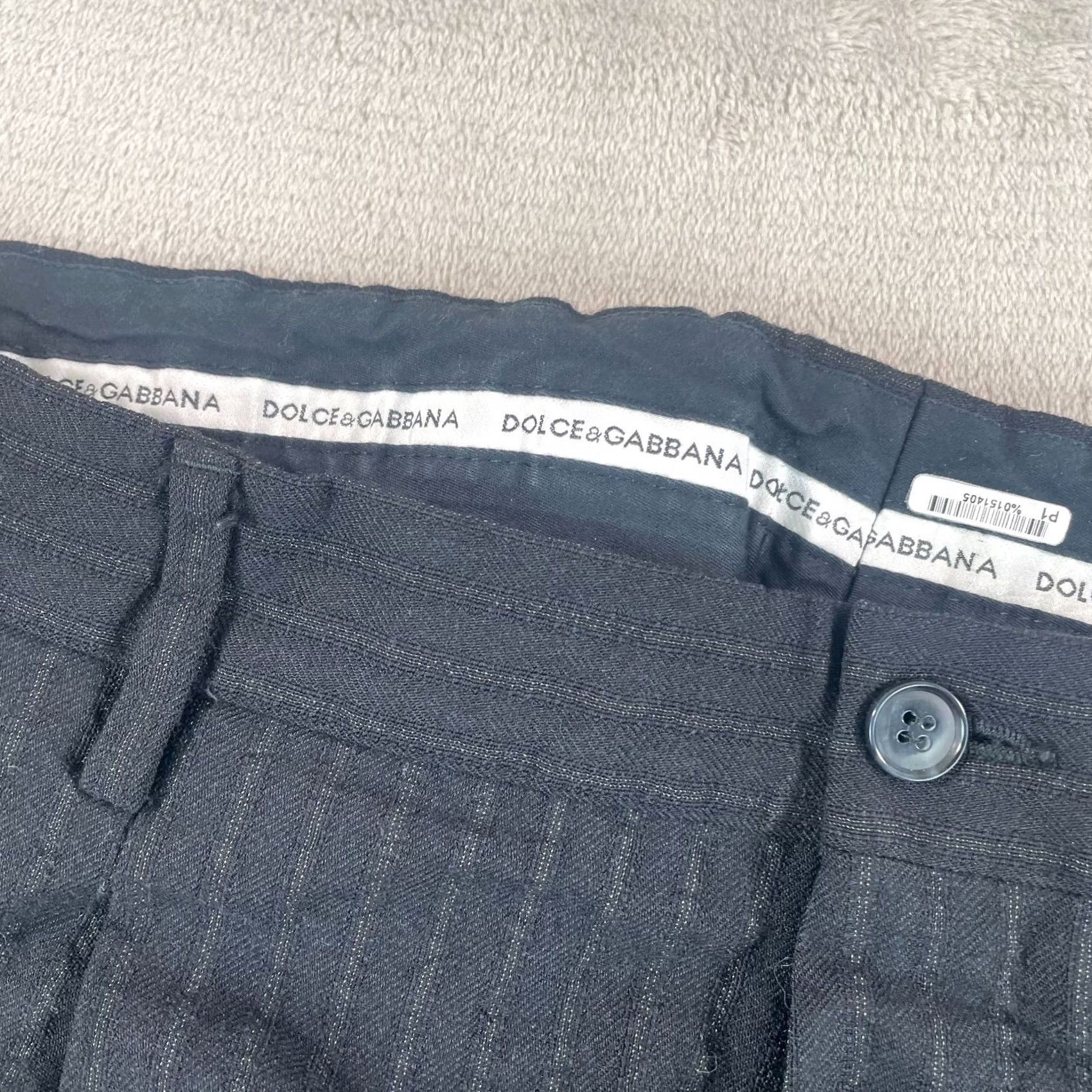 Dolce & Gabbana VINTAGE Dolce&Gabbana Pants Men 34x30 Wool Black Pinstripe Wool Dress Pants Regular Mens Straight Pocket Zipper Button Leather? Size US 34 / EU 50 - 2 Thumbnail