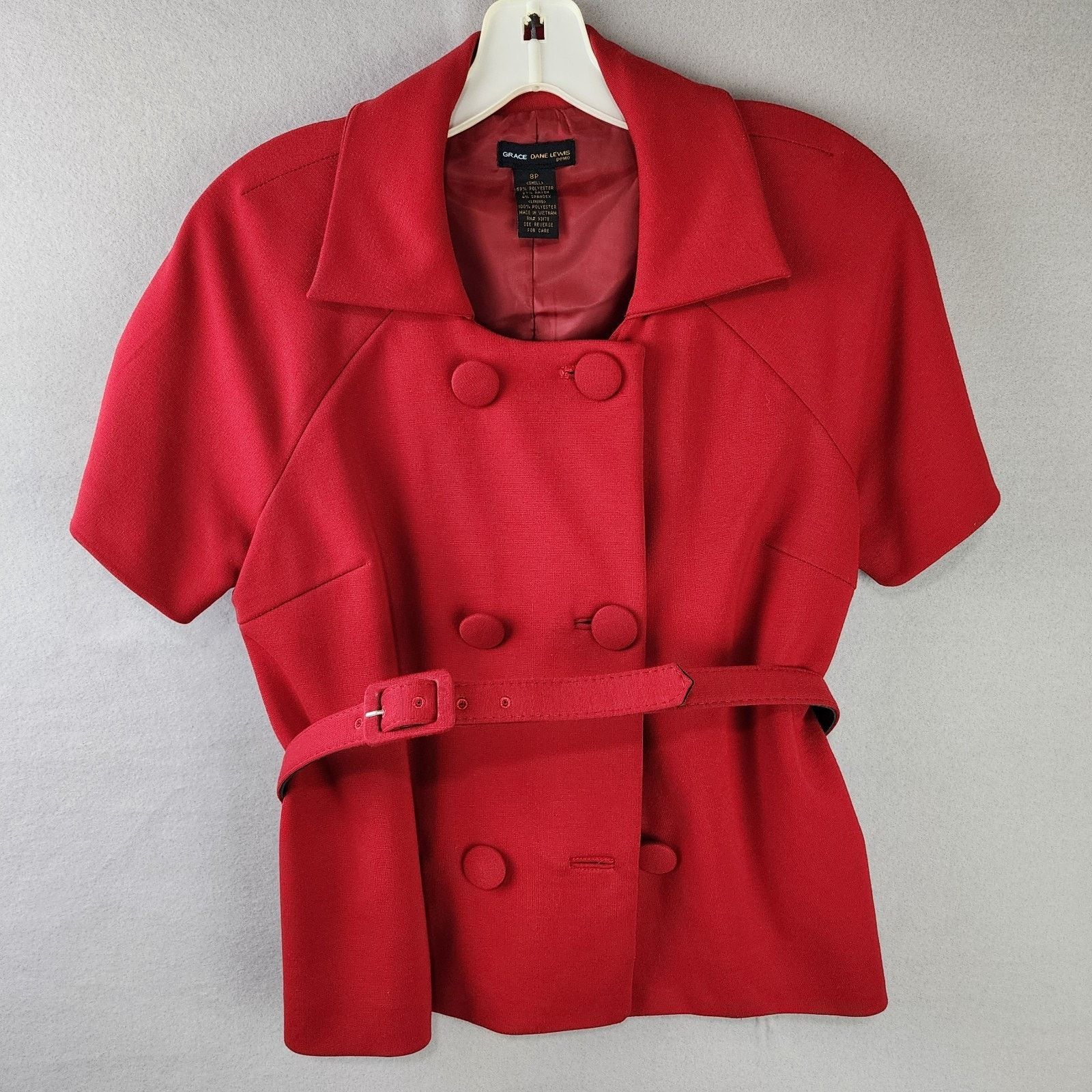 Other Grace Dane Lewis Short-Sleeve Double-Breasted Coat w/Belt Size M / US 6-8 / IT 42-44 - 7 Thumbnail