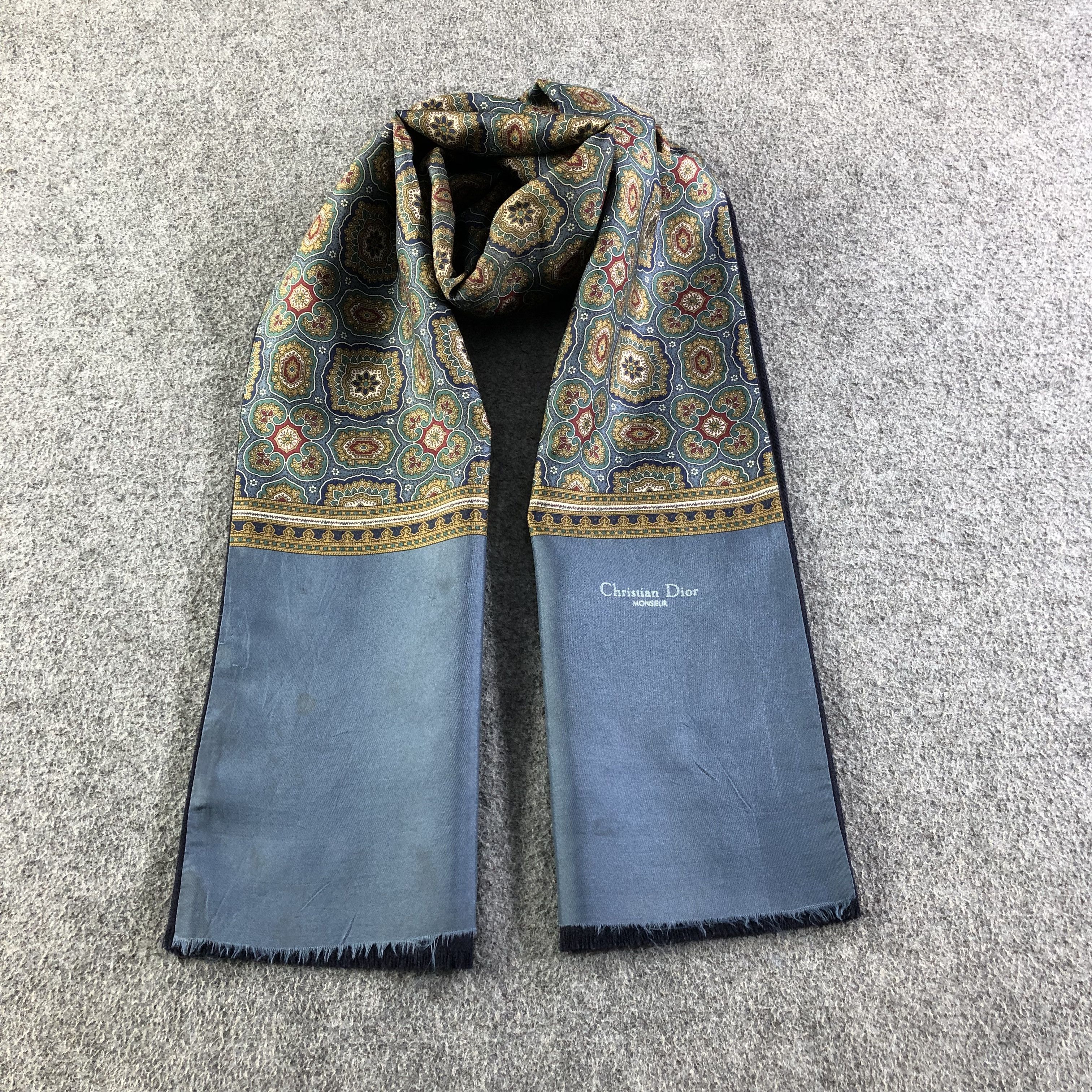 Christian Dior Monsieur Christian Dior Silk Wool Scarf Muffler V1736 Size ONE SIZE - 1 Thumbnail