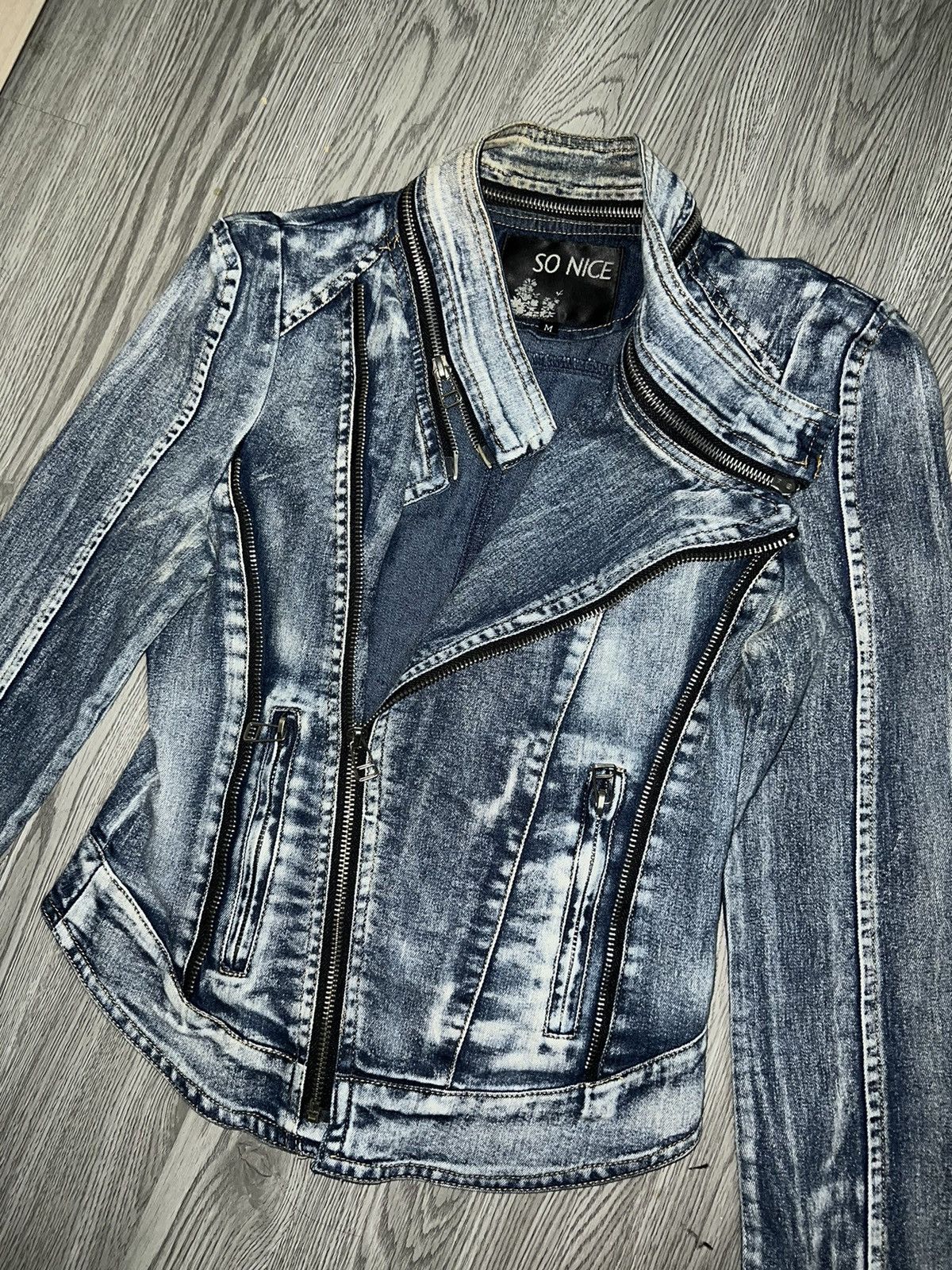 Japanese Brand So Nice Y2k denim moto jacket 🦋🖤 Size M / US 6-8 / IT 42-44 - 7 Thumbnail