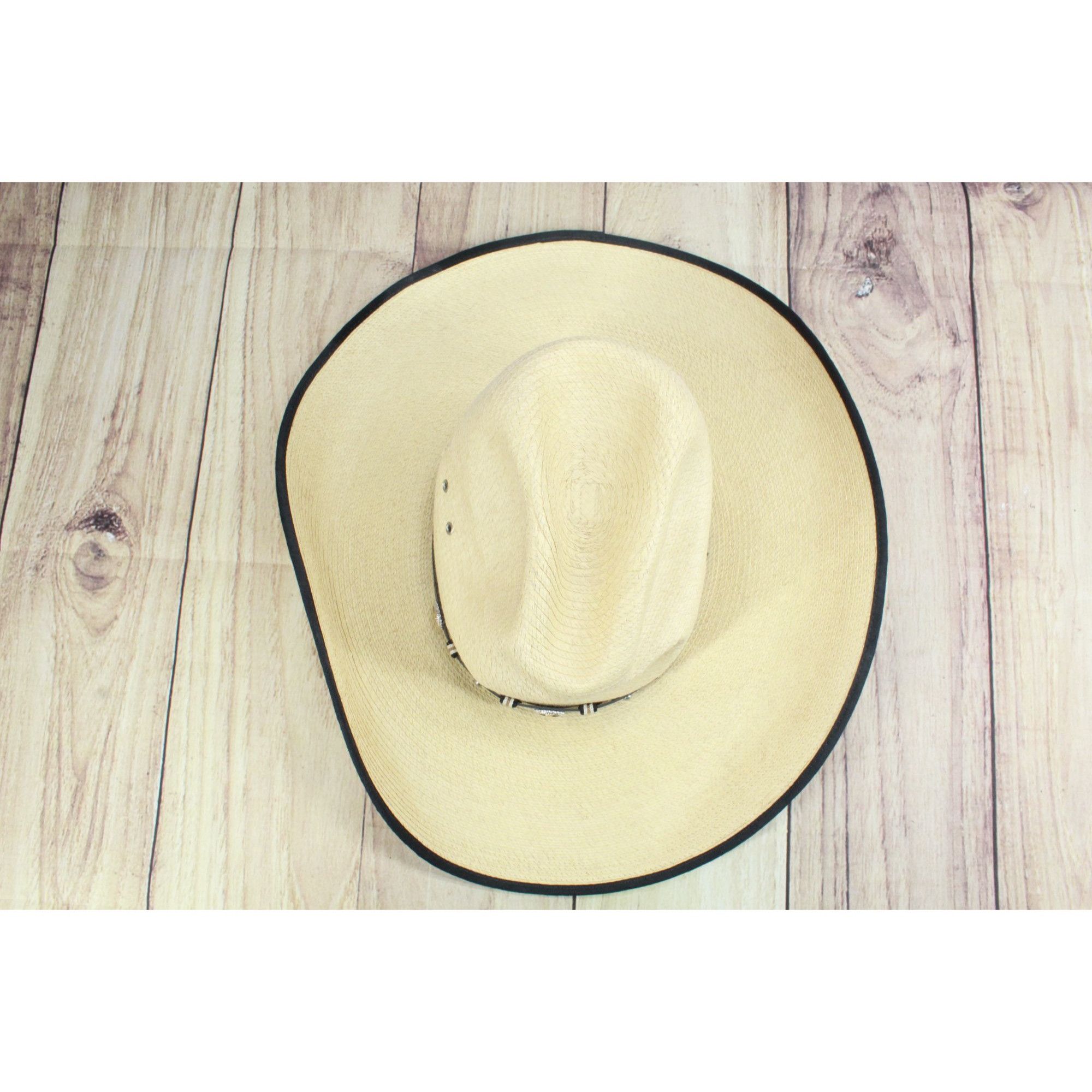 Other Cavender's Straw Leather Trim Rodeo Cowboy Hat Size 7 1/4 Size ONE SIZE - 5 Thumbnail
