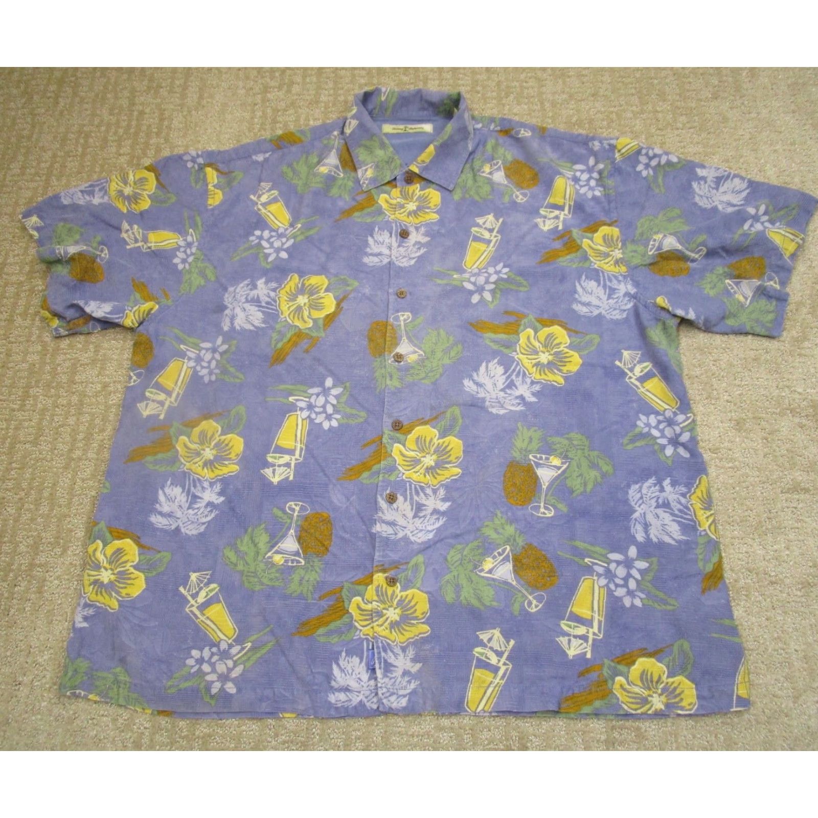 Tommy Bahama Tommy Bahama Shirt Men 2XL Button-Up Short Sleeve Blue Silk Hawaiian Pineapples Aloha Size US XXL / EU 58 / 5 - 2 Thumbnail