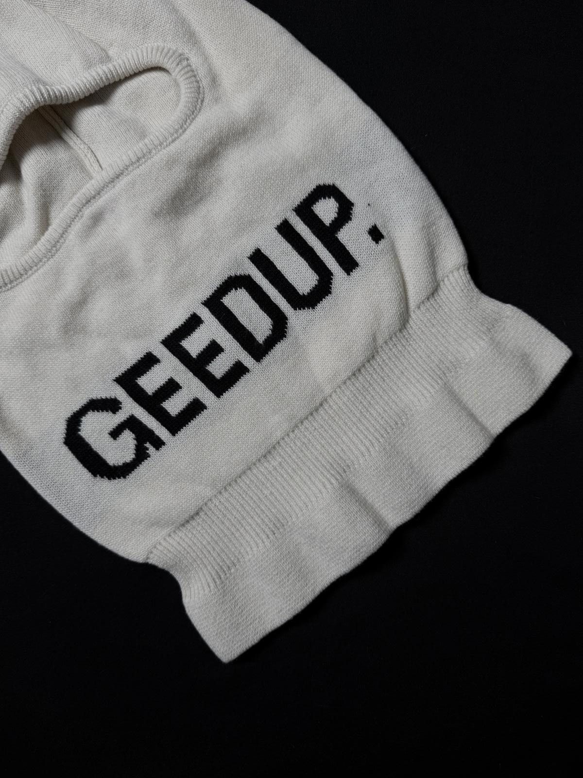Japanese Brand Rare GEEDUP Classic Logo Knit Balaclava Ski Mask White OS Size ONE SIZE - 3 Thumbnail