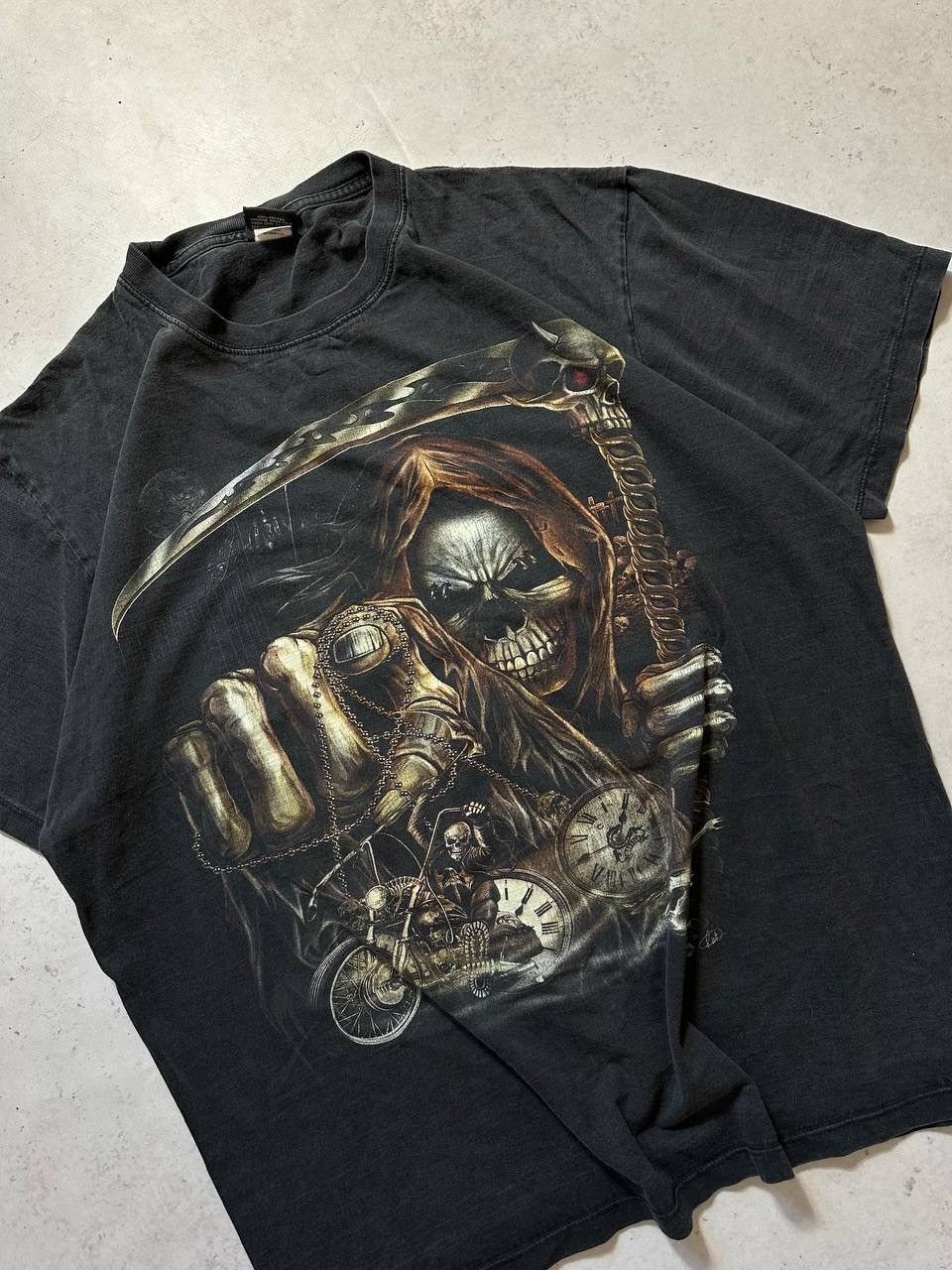 Number (N)ine Vintage Skeleton Biker Heavy Cotton Boxy T-shirt XL Size US XL / EU 56 / 4 - 3 Thumbnail