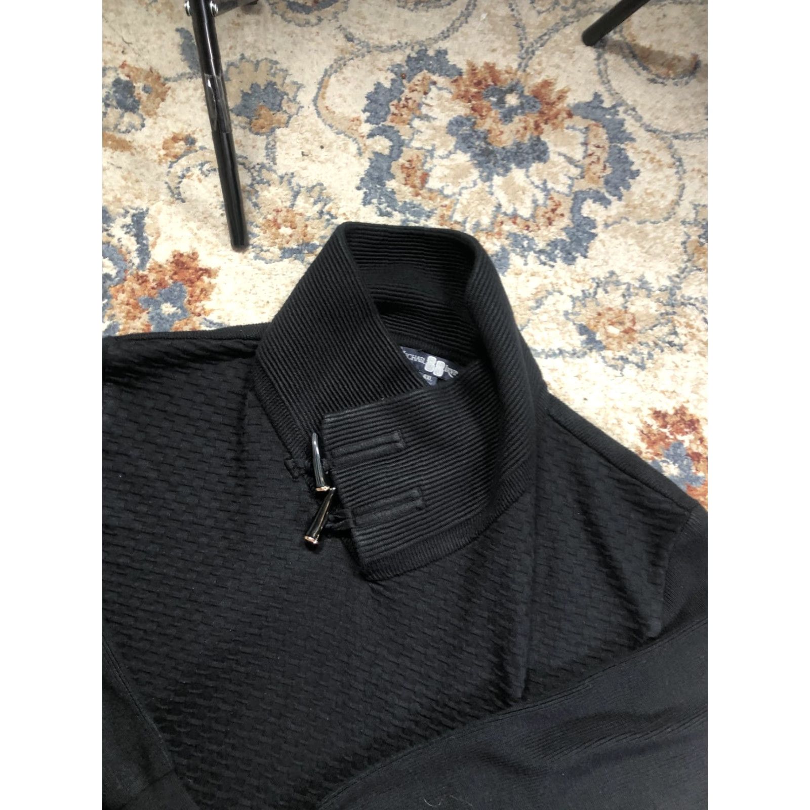 Vintage Michael Irvin Sweater Mens 4XL Black High Neck Toggle Textured Knit Pullover Size US XXL / EU 58 / 5 - 6 Thumbnail