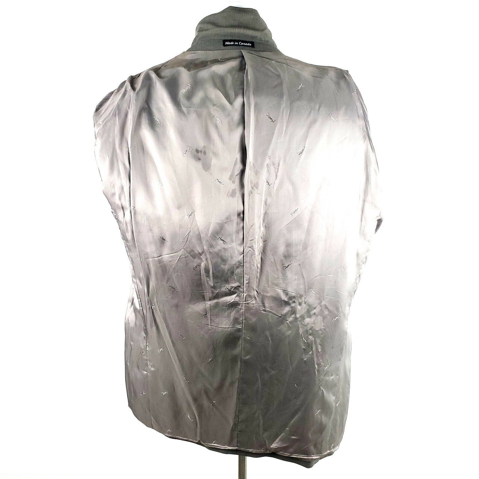 Yves Saint Laurent Yves Saint Laurent 44L 2 Button Sharkskin Check Wool Gray Bl Size 44L - 11 Thumbnail