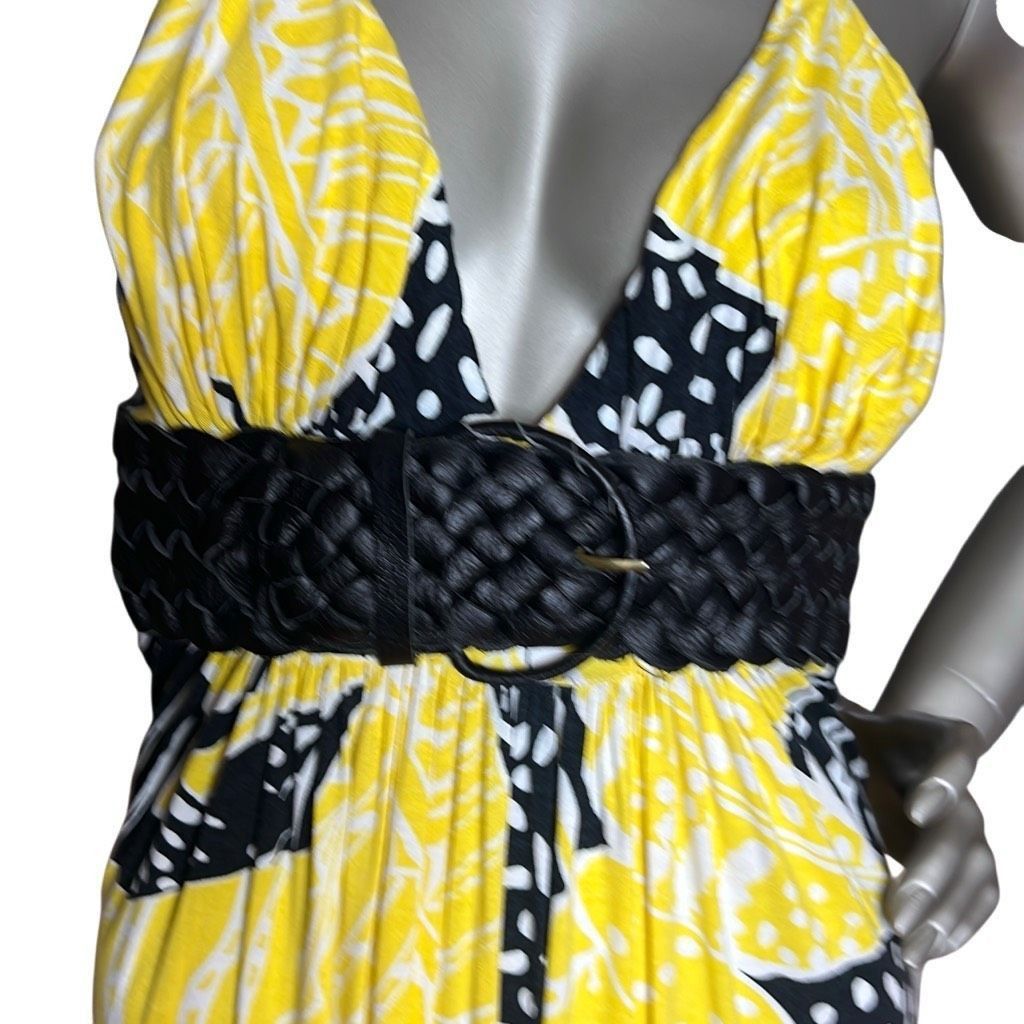 Other NWOT Sky Yellow & Black Tropical Print Maxi Dress S XS (020) Size XS / US 0-2 / IT 36-38 - 3 Thumbnail