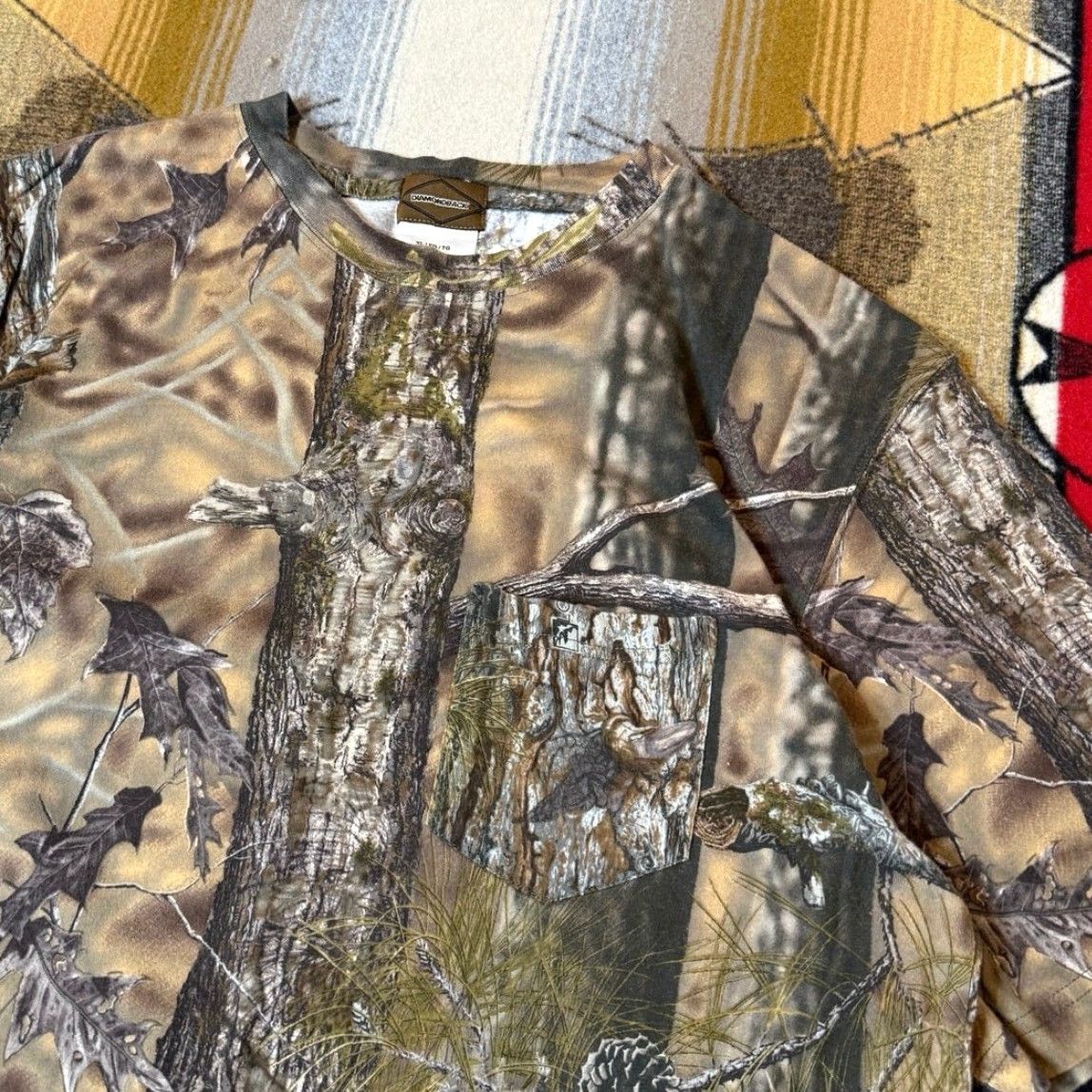 Black Diamond VINTAGE Diamondback T-Shirt Camouflage Pocket Crew Neck Short Sleeve 90s Outdoor Men XL Brown Size US XL / EU 56 / 4 - 4 Thumbnail