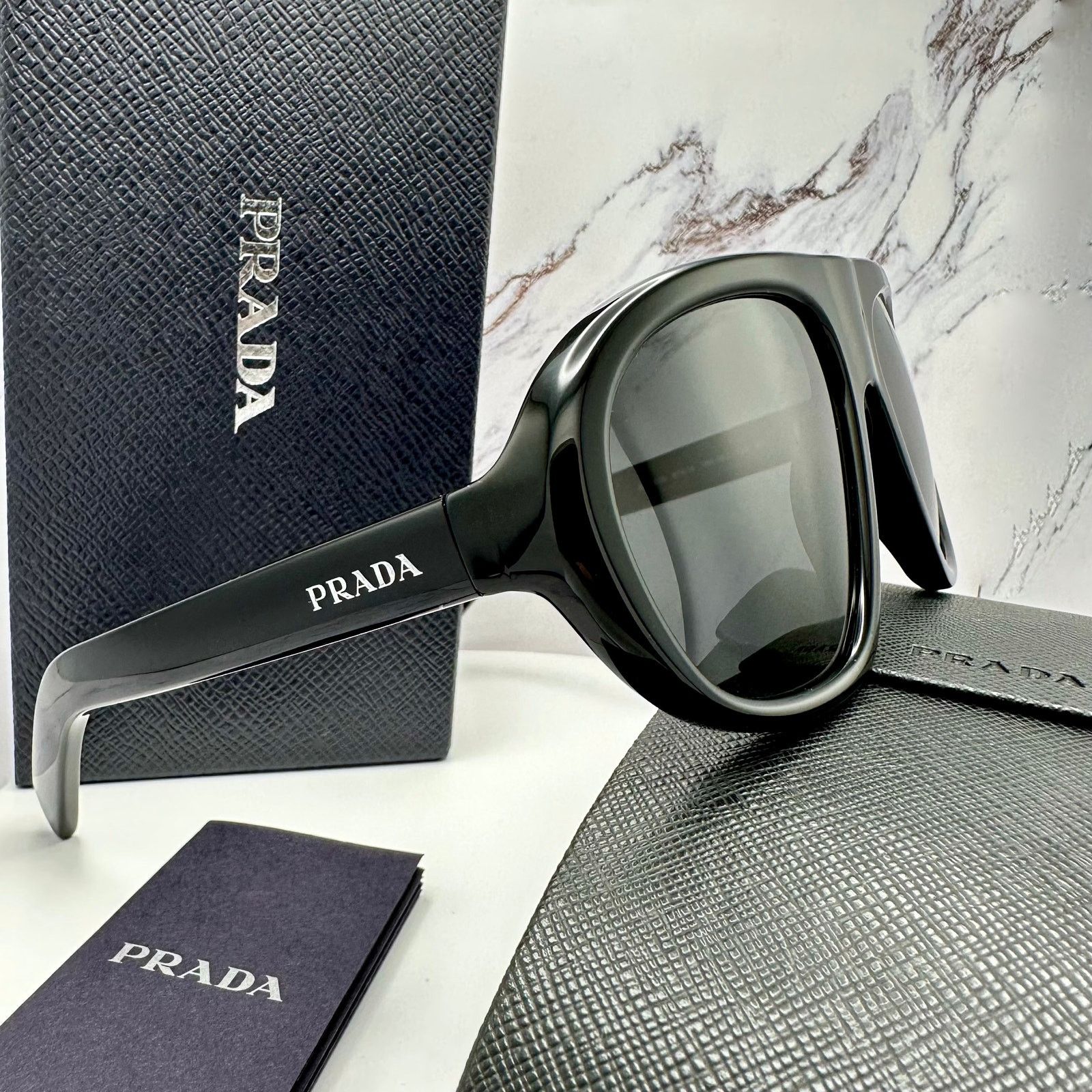 Prada New PRADA Sunglasses Black 2025 Collection Aviator Shield Size ONE SIZE - 19 Thumbnail