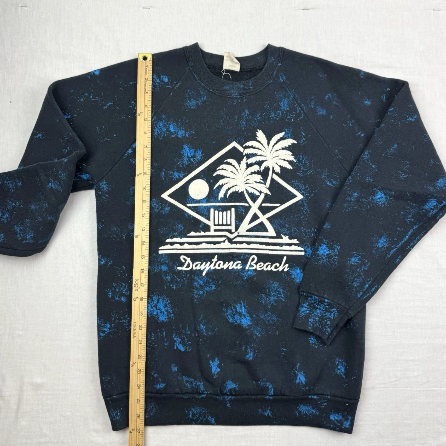 Fruit Of The Loom VINTAGE Fruit of the Loom Sweatshirt Shirt Men L Black All Over Paint Splatter 90s Beach Graphic Print Pullover Mens Size US L / EU 52-54 / 3 - 5 Thumbnail