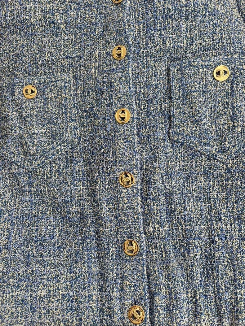 Chanel Chanel Blue tweed puffy short-sleeved jacket Size XXS / US 00 / IT 34 - 3 Thumbnail