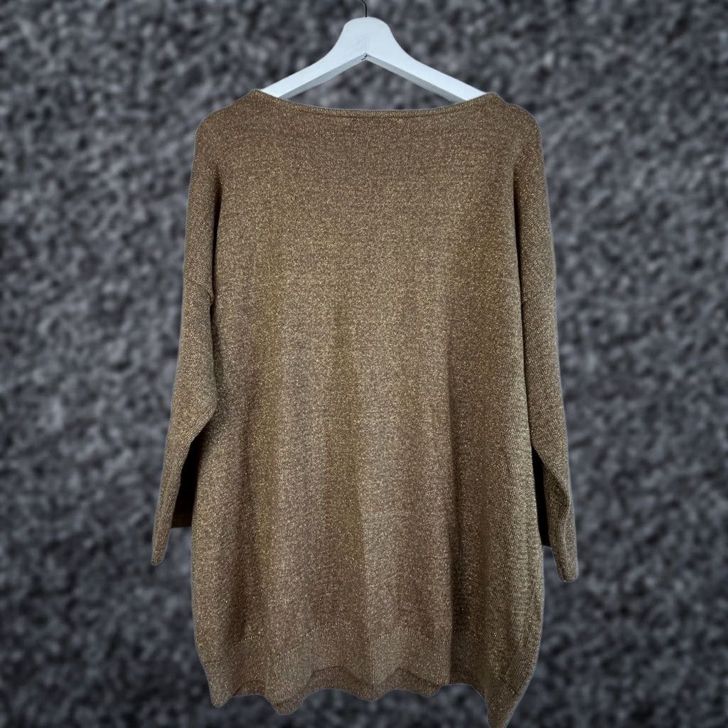 Ralph Lauren Lauren Ralph Lauren Women Gold Metallic Sweater Tunic 2X Pullover 3/4 Sleeve New Size XXL / US 16-18 / IT 52-54 - 1 Thumbnail