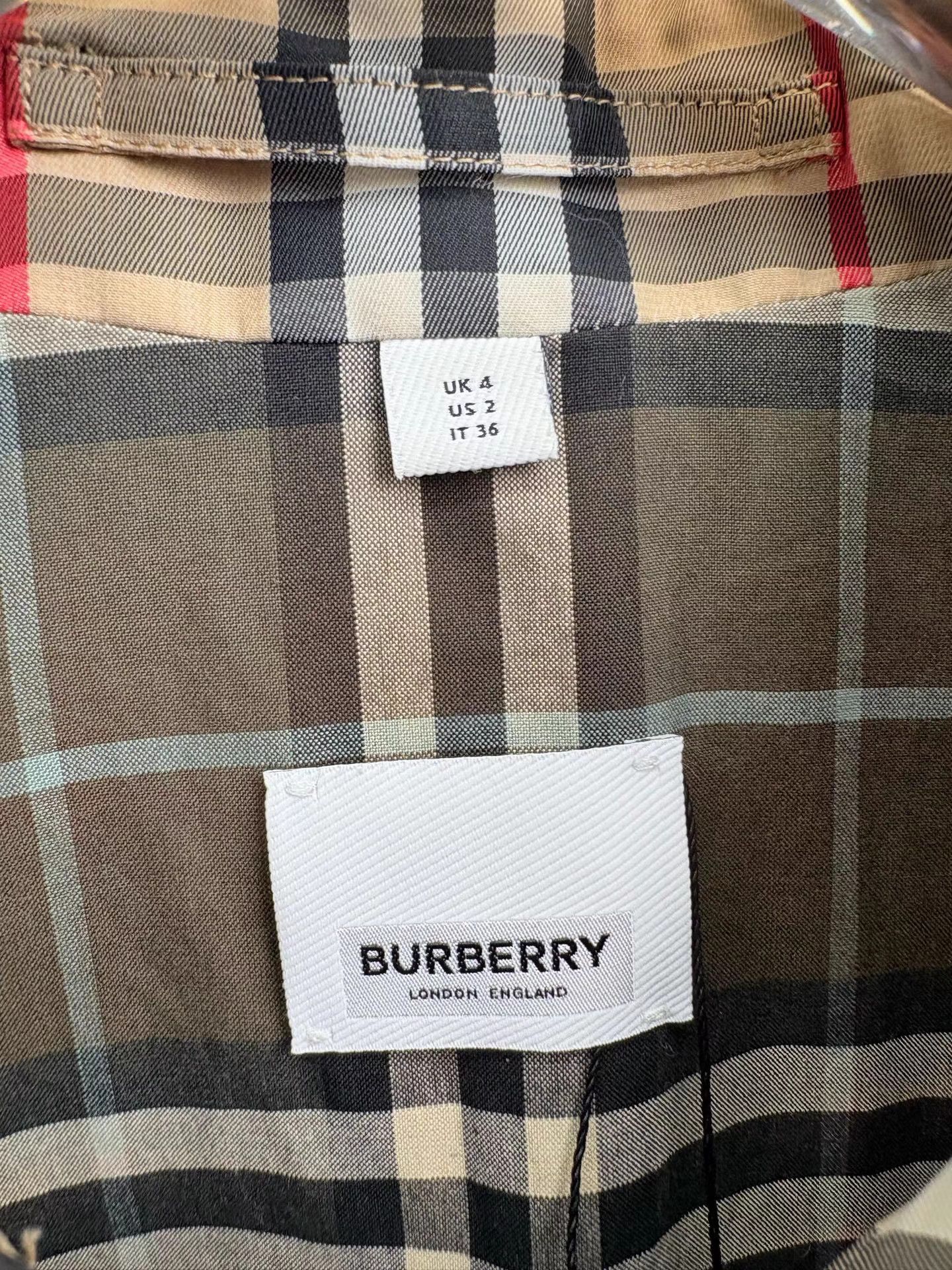 BURBERRY Check Long Sleeve Belted Dress