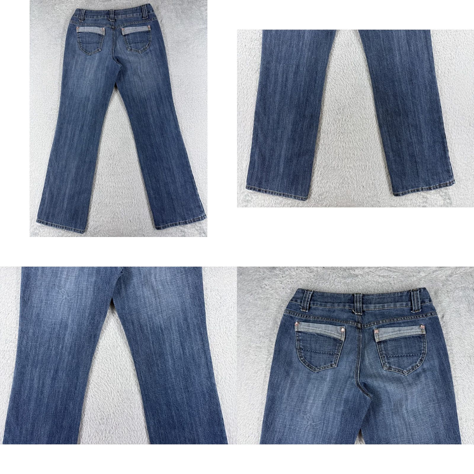 Denime Baccini Jeans Women 6 Blue Denim Bootcut 5-Pocket Embroidered Sequin Floral Cotton 30x31 Regular Capris Jeans Womens Size 28" / US 6 / IT 42 - 9 Thumbnail