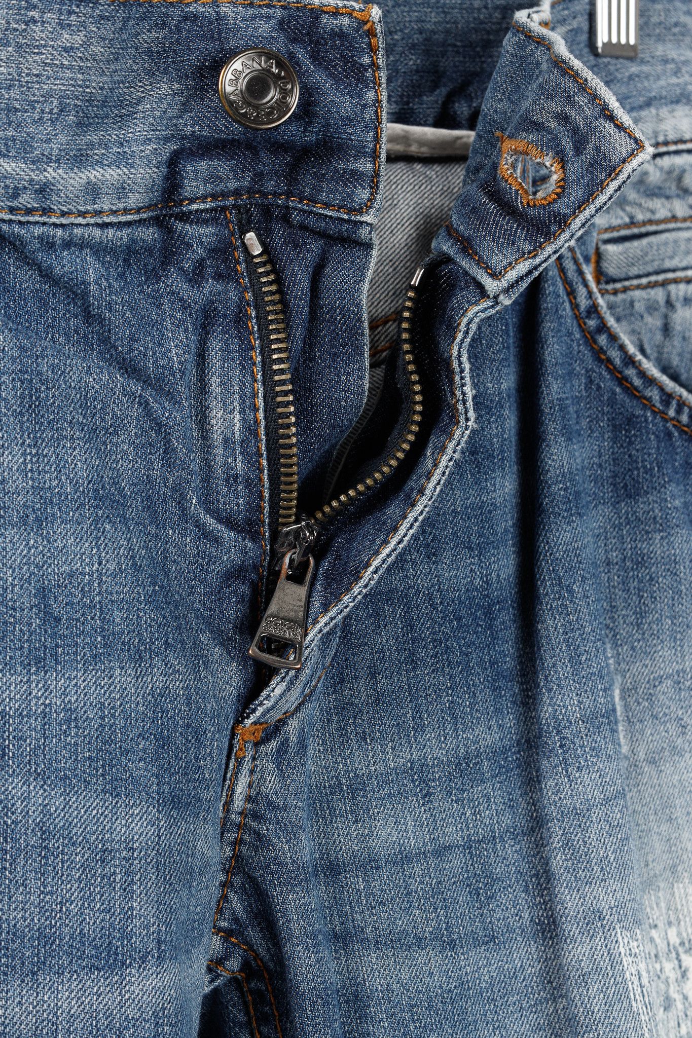 Dolce & Gabbana Dolce & Gabbana Medium-Wash Distressed Straight-Leg Jeans Size US 34 / EU 50 - 10 Thumbnail