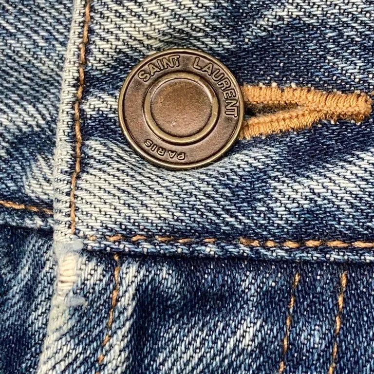 Saint Laurent Paris F/W19 Bandana Distressed Denim Jeans Anthony Vaccarello Size US 32 / EU 48 - 5 Thumbnail