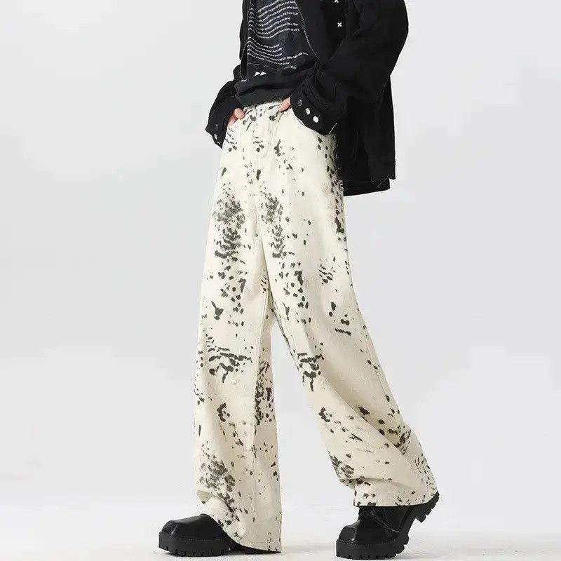 Japanese Brand Retro splashed ink wide leg slightly flared jeans Size US 30 / EU 46 - 3 Thumbnail