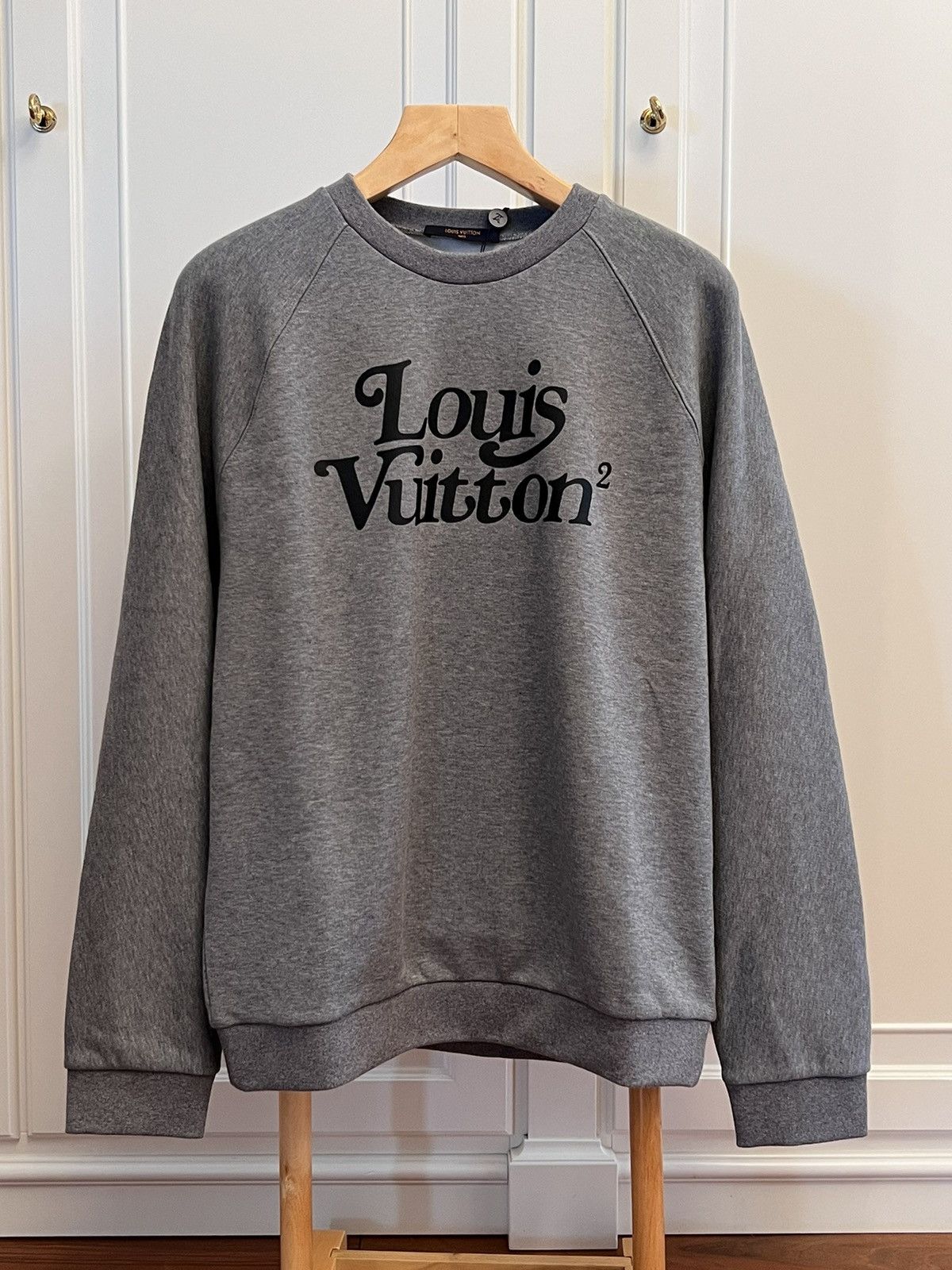 image of Louis Vuitton x Nigo Lv2 Nigo Crewneck Sweatshirt in Grey, Men's (Size XL)