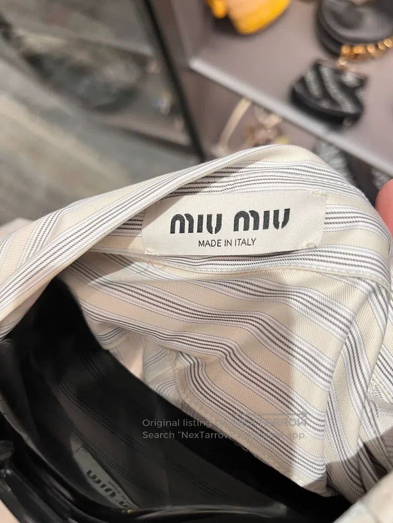 Miu Miu Miu Miu 36 Striped letter embroidered Polo long sleeve shir Size S / US 4 / IT 40 - 4 Thumbnail
