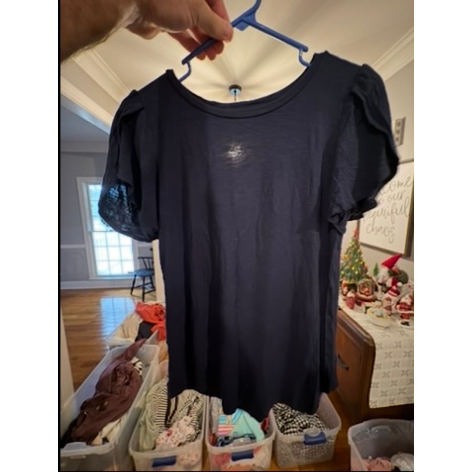 Loft LOFT Outlet Navy Flutter Sleeve Top Women’s XS (0–2) Size XS / US 0-2 / IT 36-38 - 2 Thumbnail