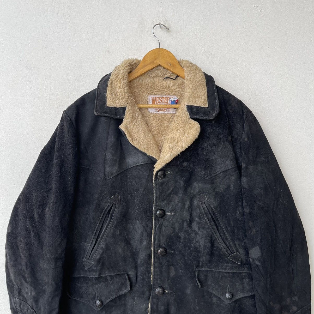 Schott Vintage Schott NYC "Western" Shearling Suede Ranch Coat Size US L / EU 52-54 / 3 - 5 Thumbnail