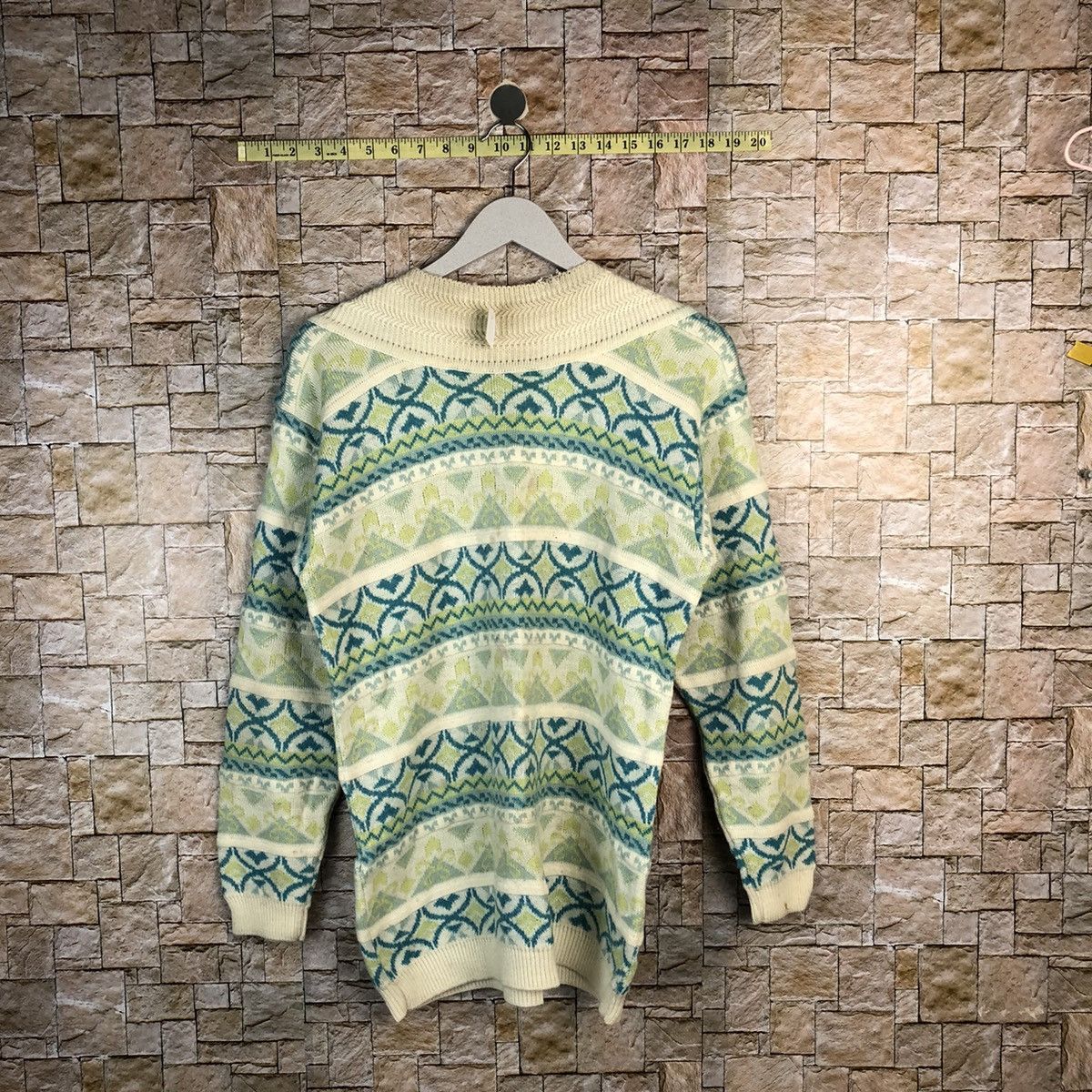 Homespun Knitwear × OVER THE STRiPES Italian designer vintage Stripe art Green Knitwear #A1047 Size S / US 4 / IT 40 - 1 Thumbnail