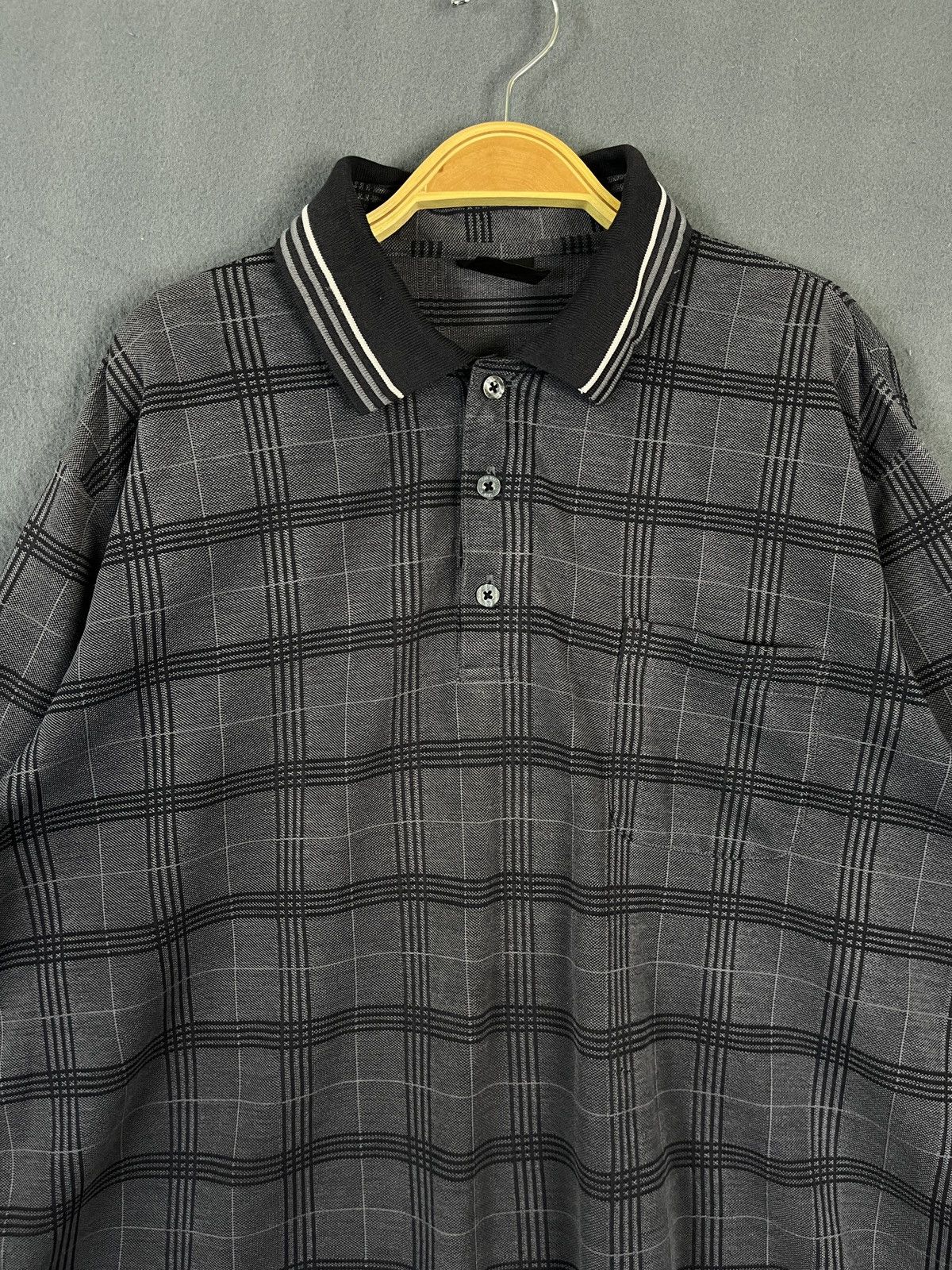 Designer × Japanese Brand × Kansai Yamamoto Sissy by Kansai Yamamoto Glen Plaid Polo Tee Long Sleeves Size US L / EU 52-54 / 3 - 3 Thumbnail