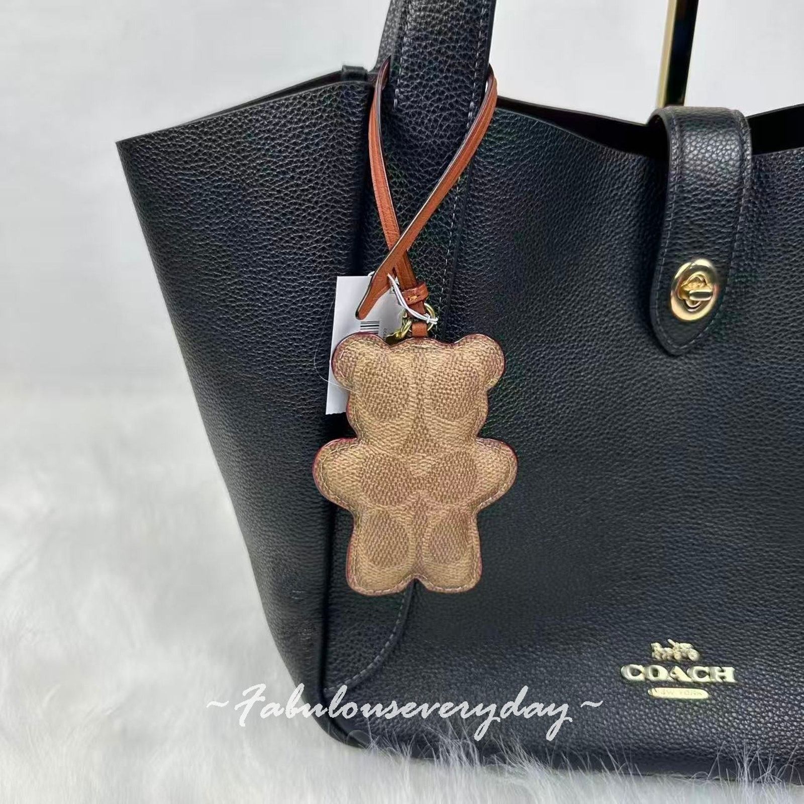 Coach Coach Bear Puffy Bag Charm In Signature Canvas Tan/Caramel Size ONE SIZE - 5 Thumbnail