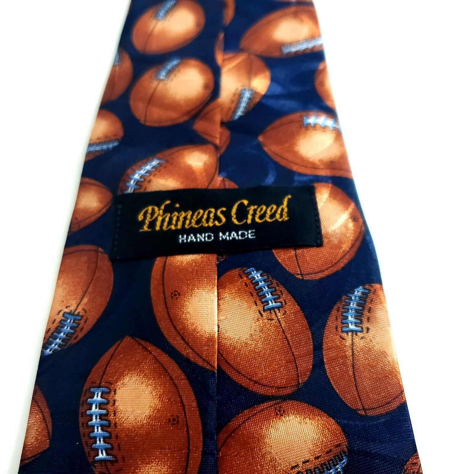 Vintage Phineas Creed Blue Football Polyester Jacquard Print Short T Size ONE SIZE - 3 Thumbnail