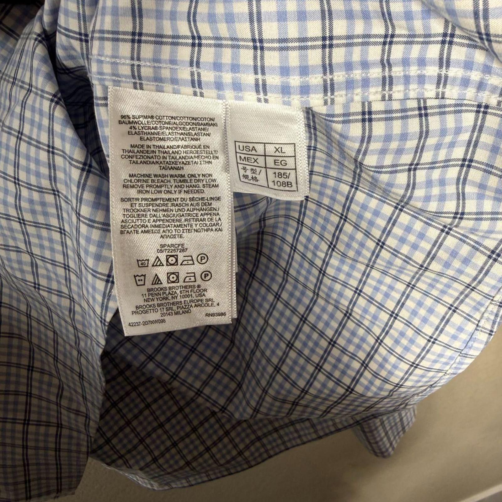 Brooks Brothers Brooks Brothers Men's XL Blue Non-Iron Long Sleeve Plaid Size US XL / EU 56 / 4 - 5 Thumbnail