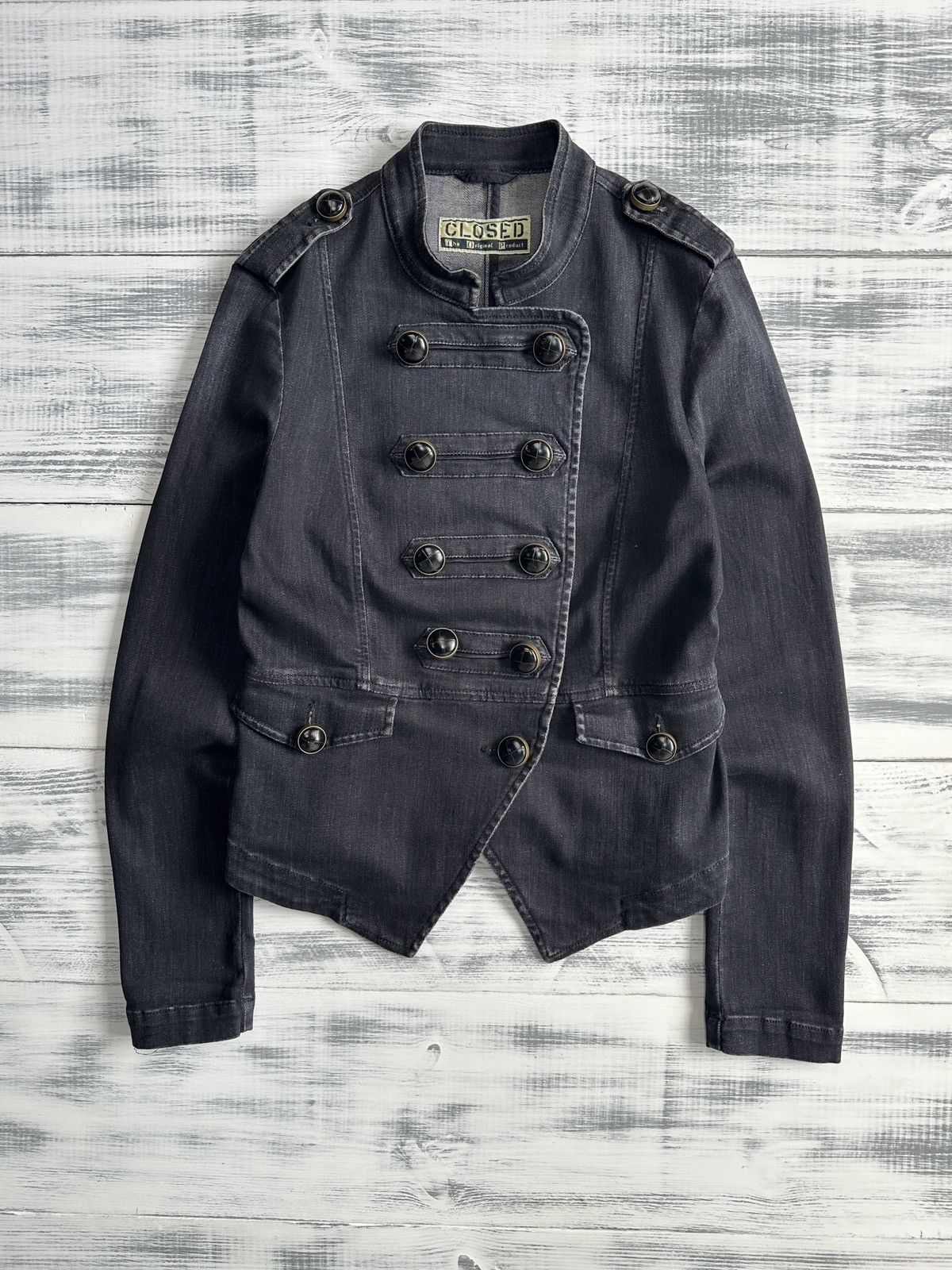 CLOSED CLOSED Black Denim Drummer Jacket Military Napoleon Blazer Size S / US 4 / IT 40 - 1 Thumbnail
