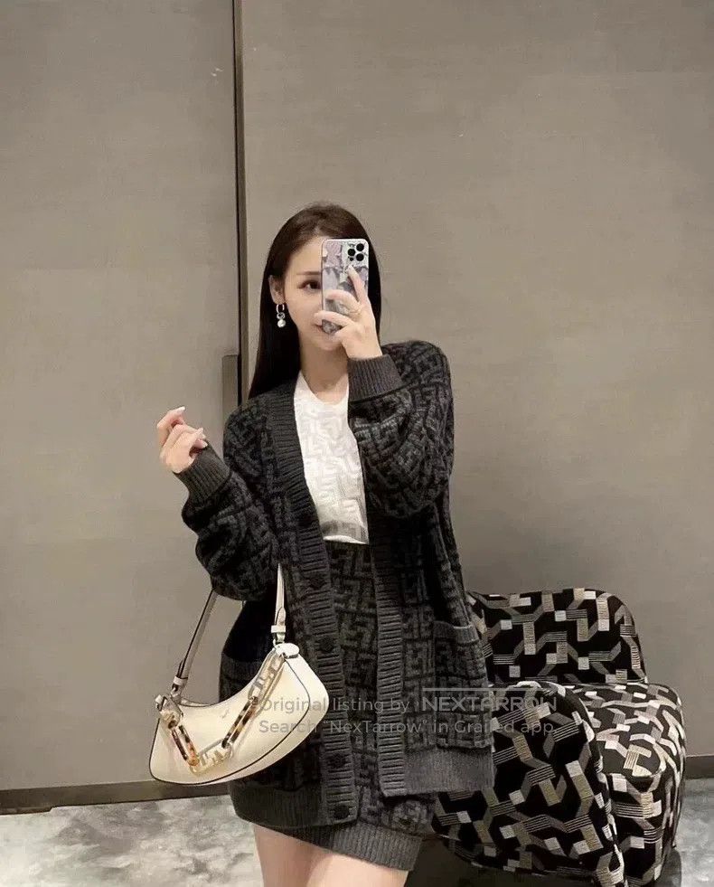Fendi Fendi Jacquard V Neck Straight Sleeve Casual Long Sleeve K Size S / US 4 / IT 40 - 7 Thumbnail