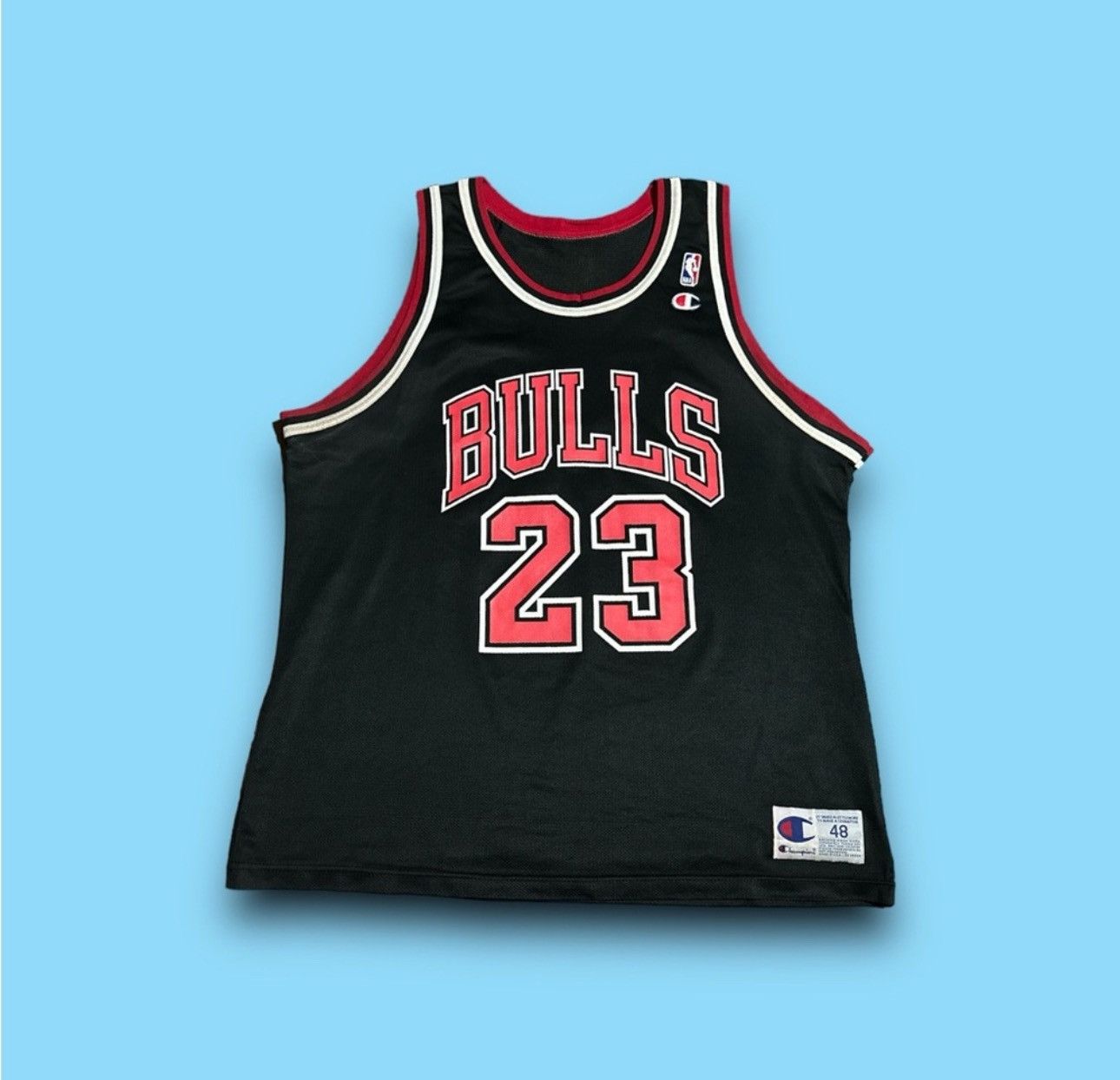 image of Vintage Chicago Bulls Michael Jordan Champion Jersey in Black, Men's (Size XL)