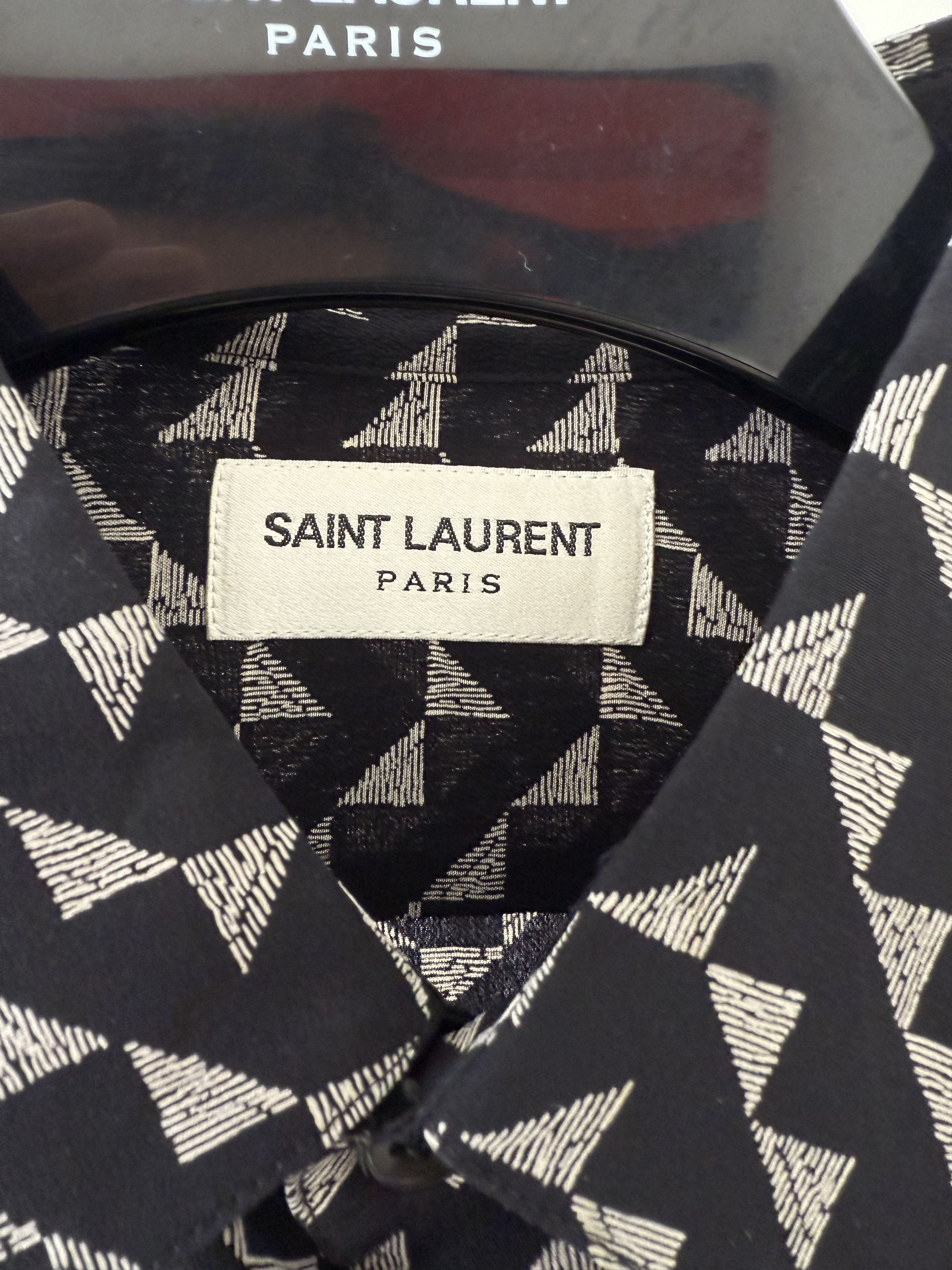 Saint Laurent Paris Saint Laurent Silk Silver Triangle Shirt Size US M / EU 48-50 / 2 - 9 Thumbnail