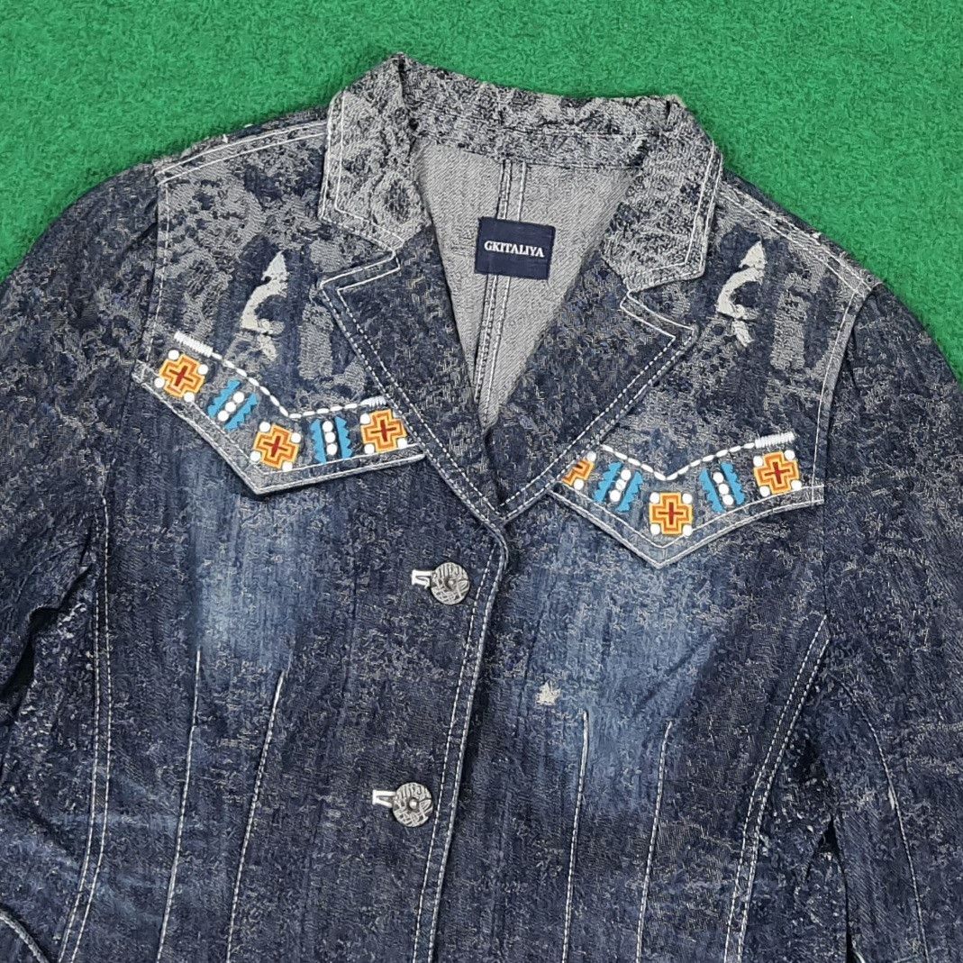 Japanese Brand Vintage Japan GKITALIYA Denim Jacket Boho C296N9 Size XS / US 0-2 / IT 36-38 - 2 Thumbnail