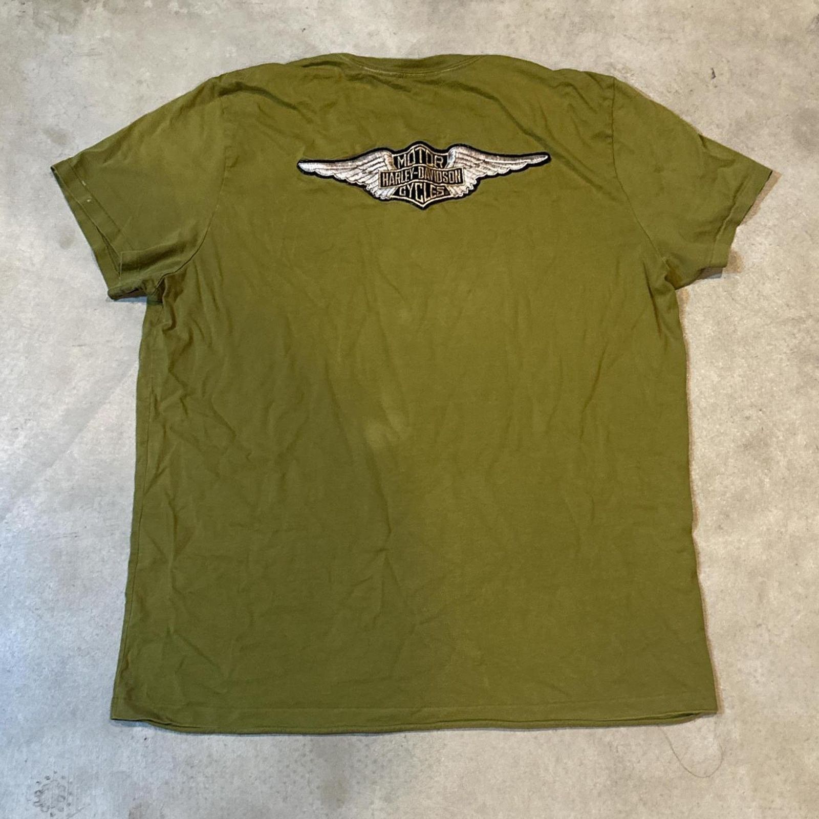 Harley Davidson Single-Stitch Olive Green Harley Davidson Biker Shirt Size US XL / EU 56 / 4 - 4 Thumbnail
