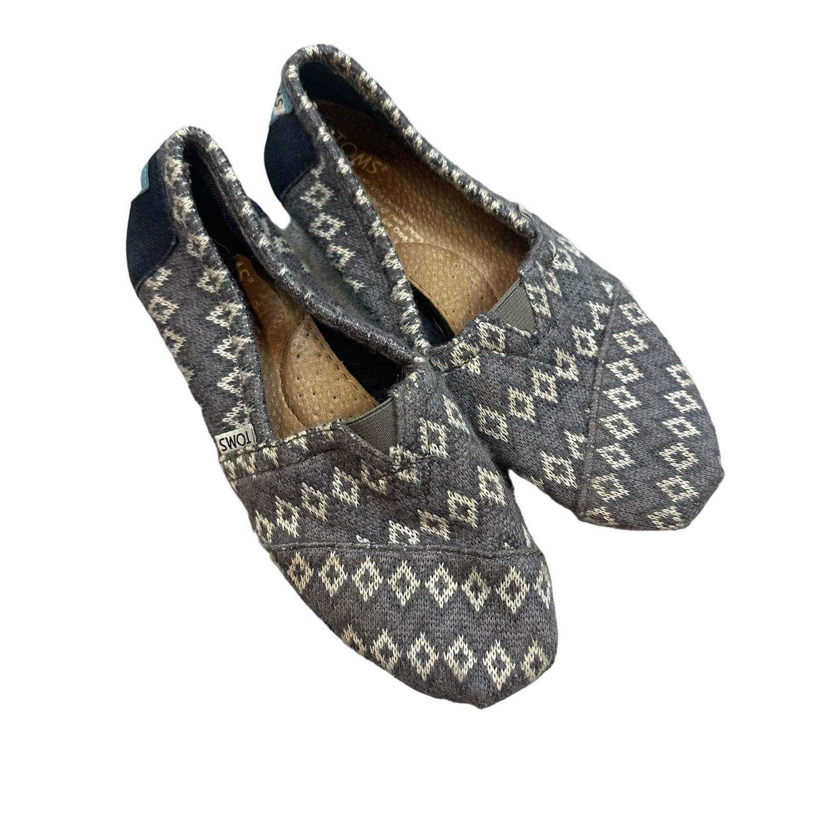 Toms Toms Gray Geo Diamond Fabric Shoes Sneakers Slip Ons 6 Size US 6 / IT 36 - 2 Thumbnail