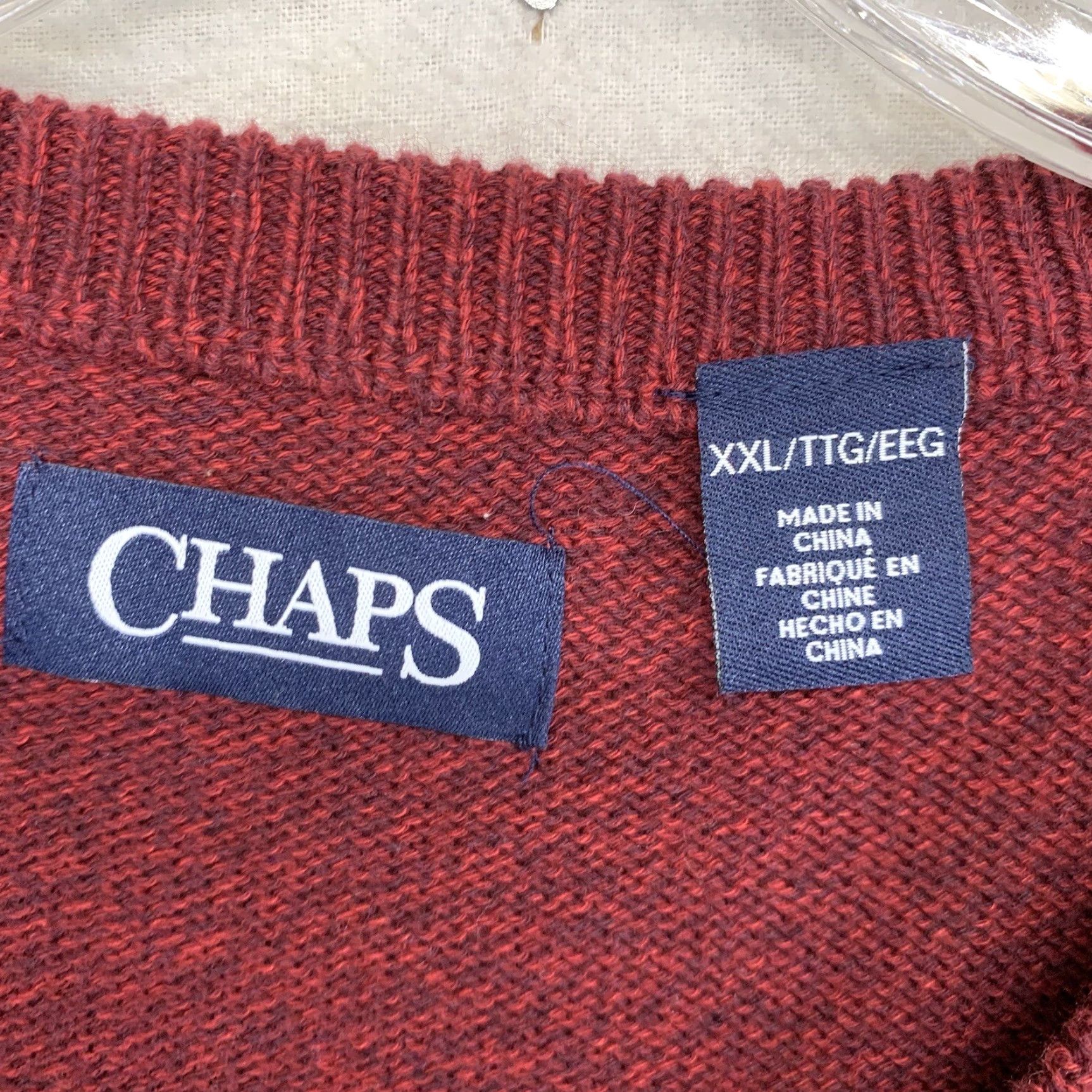 Chaps VINTAGE Ralph Lauren Chaps Men's Sweater Pullover Cable Knit 2XL Long Sleeve Crew Neck Red Wool Fall Winter Casual Size US XXL / EU 58 / 5 - 6 Thumbnail