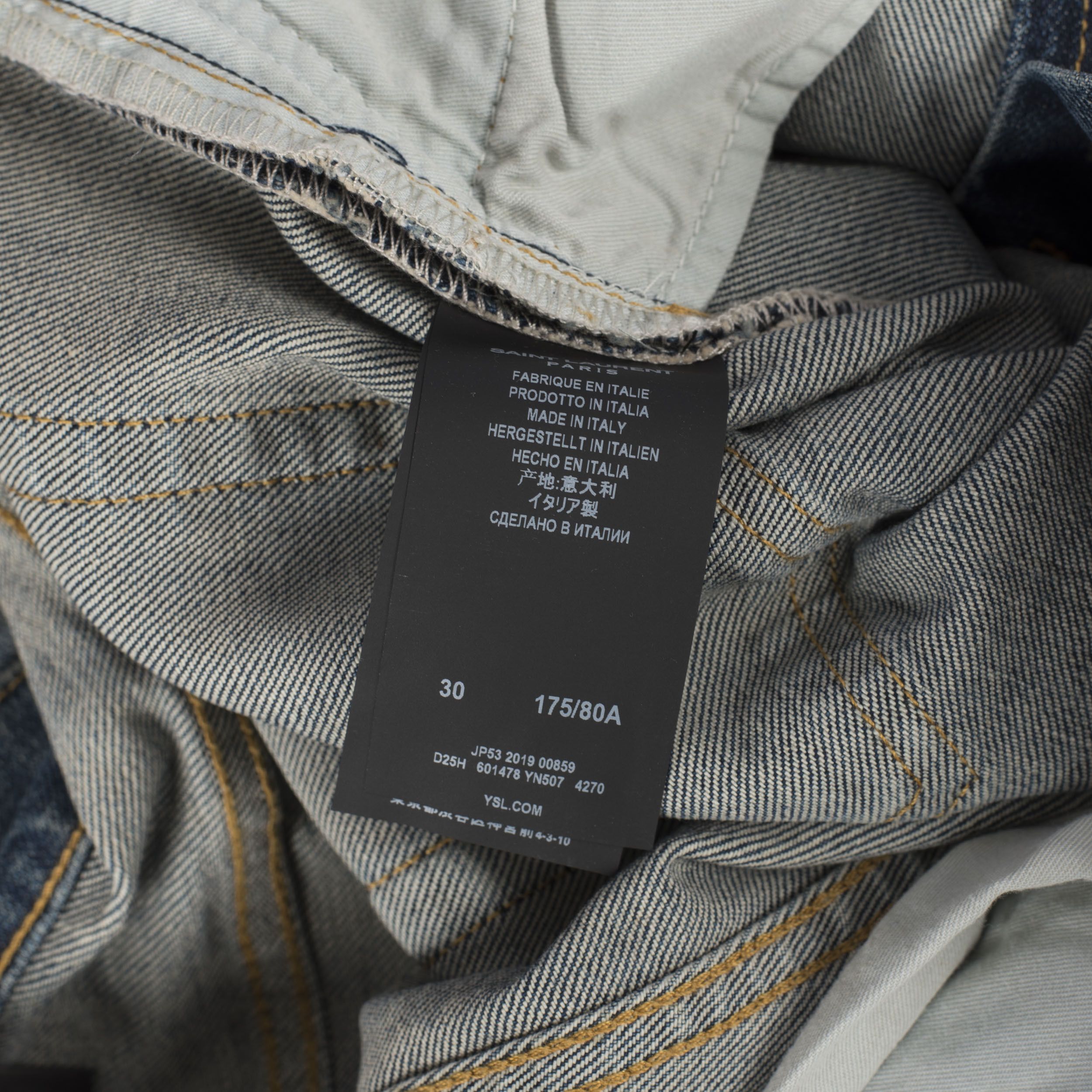 Saint Laurent Paris Mid Rise Skinny Jeans In Light 80s Blue Denim Size US 31 - 11 Thumbnail