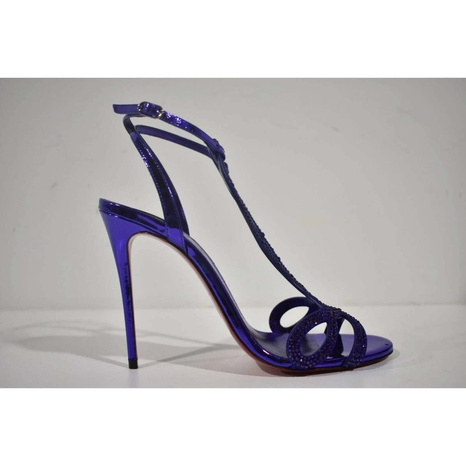 Christian Louboutin Double L Sandal Strass 100 Elektra Ankle Strap Heel 39.5 Size US 9.5 / IT 39.5 - 2 Thumbnail