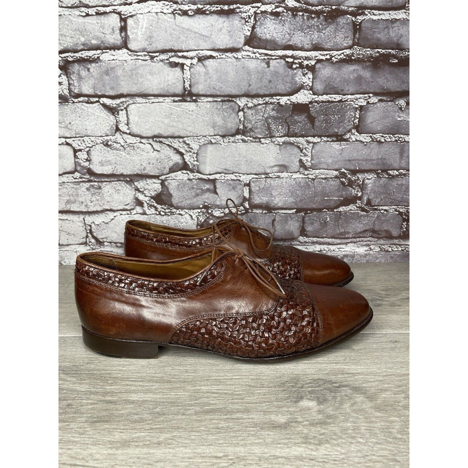 Johnston & Murphy Johnston Murphy Domani Brown Leather Cap Toe Basketweave Lac Size US 10.5 / EU 43-44 - 11 Thumbnail