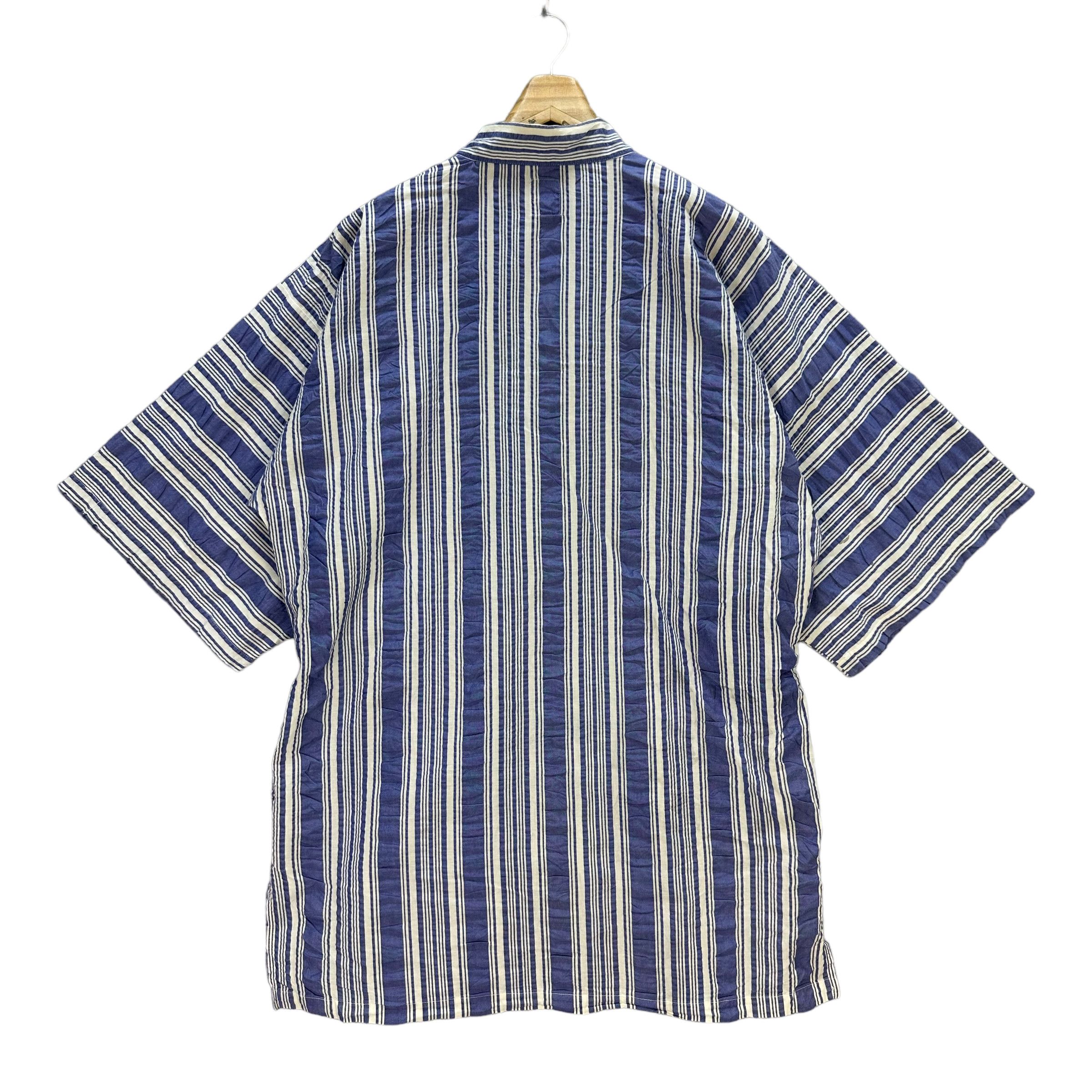 Kansai Yamamoto RARE🔥 VINTAGE KANSAI MAN STRIPED KIMONO JACKET #7558-153 Size US L / EU 52-54 / 3 - 13 Thumbnail