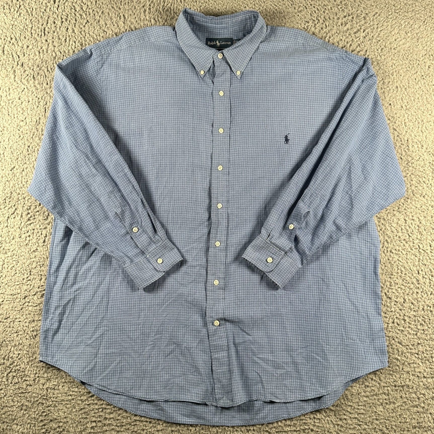 Ralph Lauren Ralph Lauren Shirt Men 2XB Blue Check Button-Down Regular Fit Cotton Knit Size US XXL / EU 58 / 5 - 2 Thumbnail